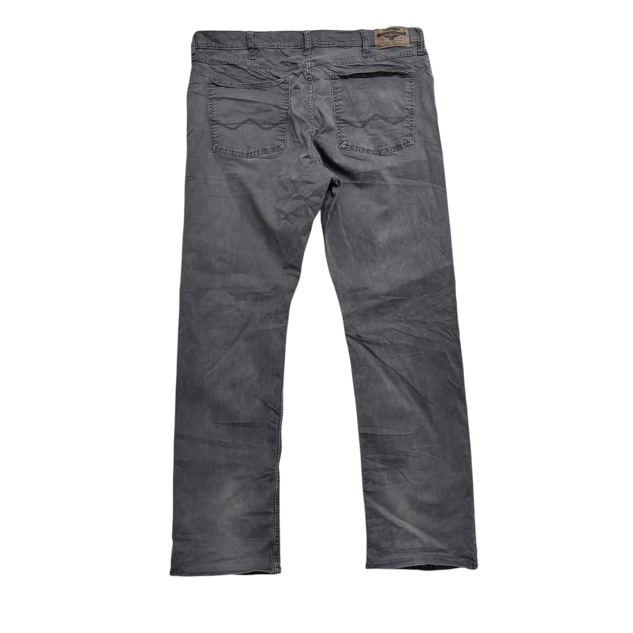 Wrangler Trousers W36 L30 Mens Grey Slim Straight Fit Stretch Cotton Pants