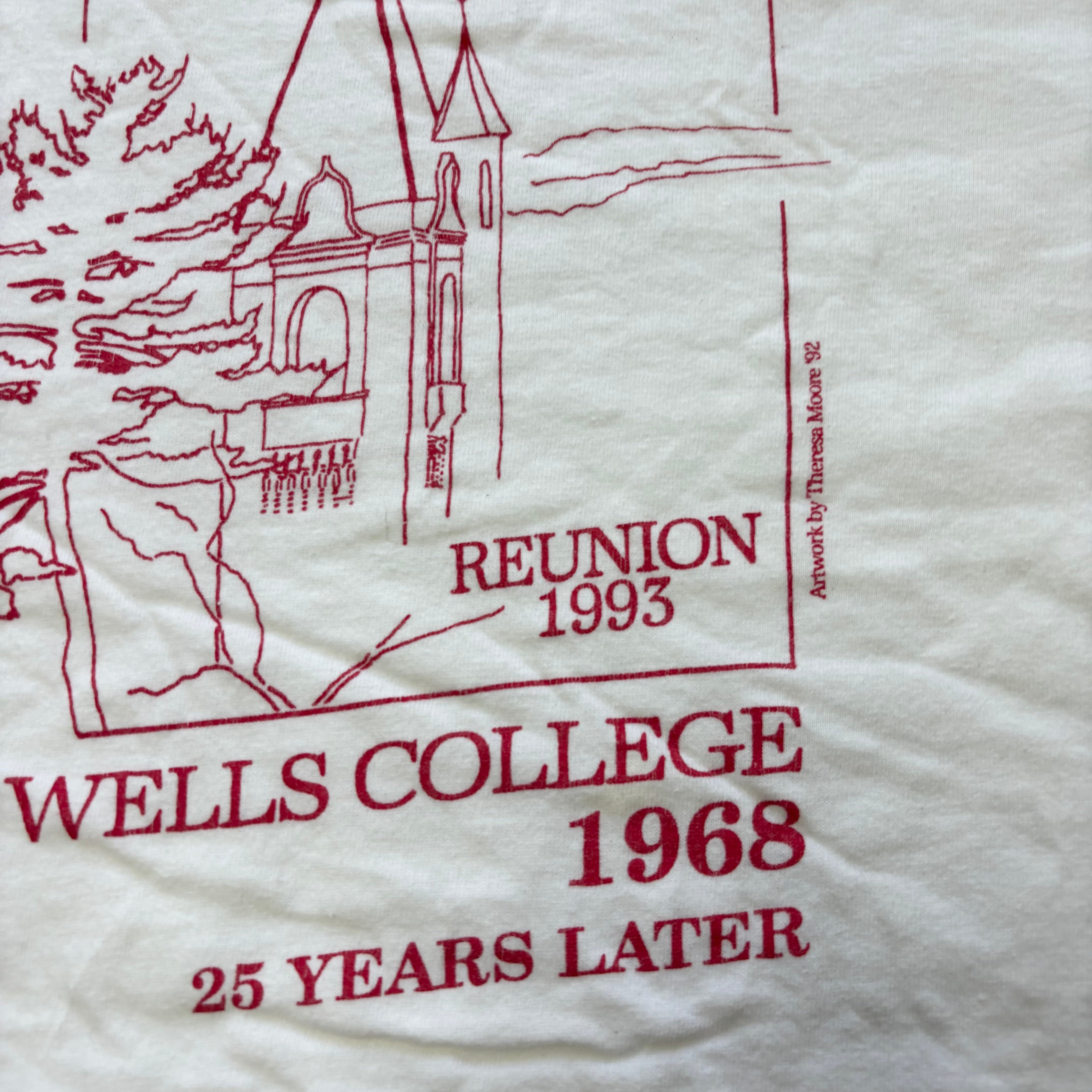 Vintage T Shirt Mens Medium White Single Stitch Graphic Print 90s Reunion (E)