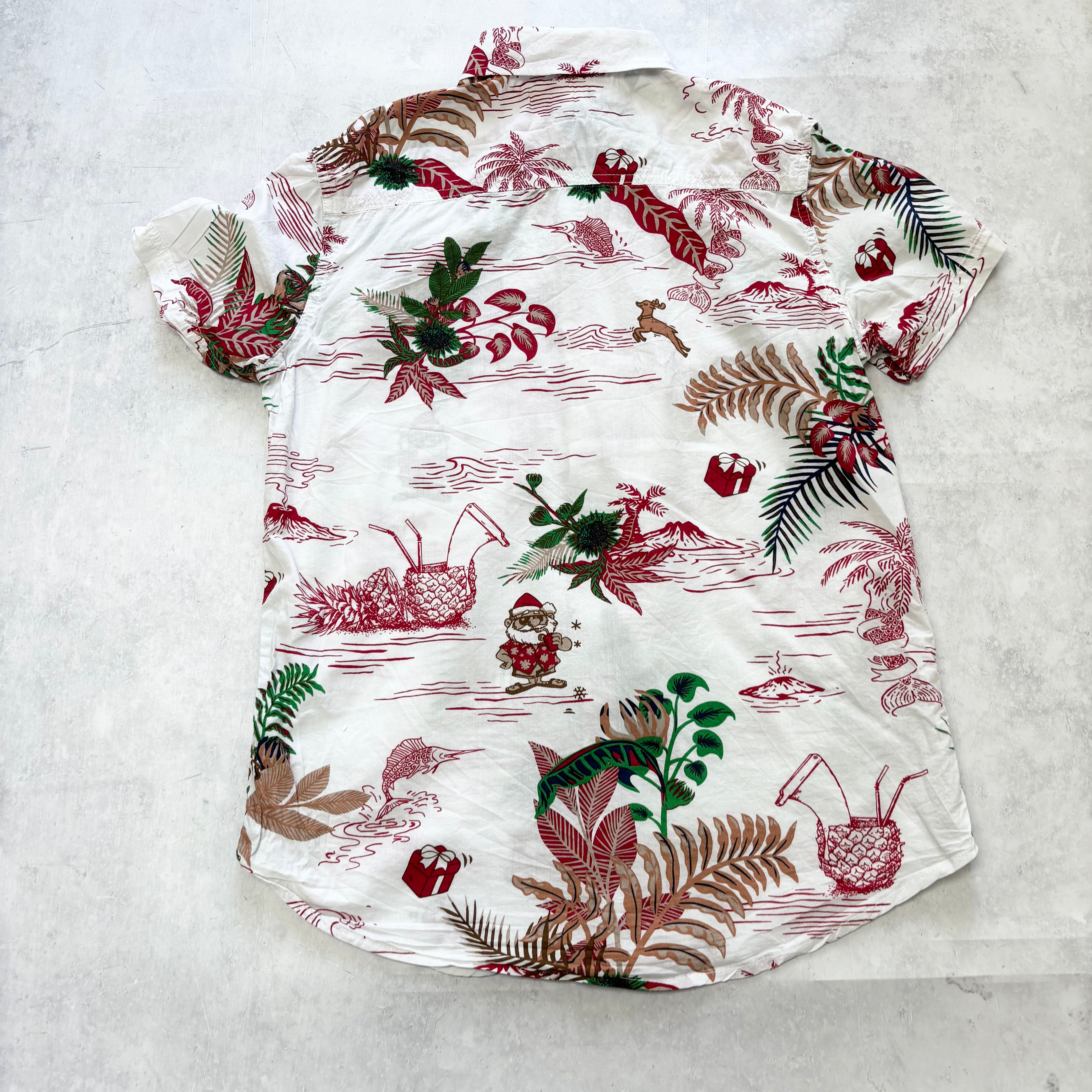 Hawaiian Shirt Mens Small White Floral Aloha Short Sleeve Cotton (E)
