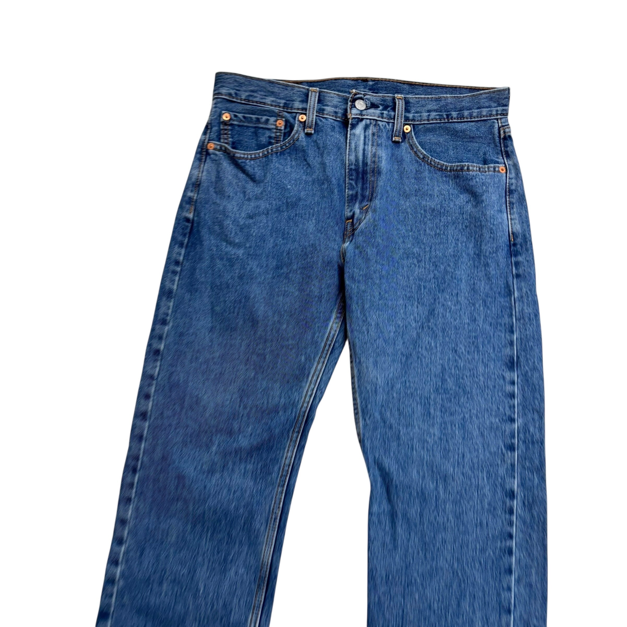 Levis 505 Jeans W33 L32 Mens Mid Blue Regular Straight Fit Denim (E)