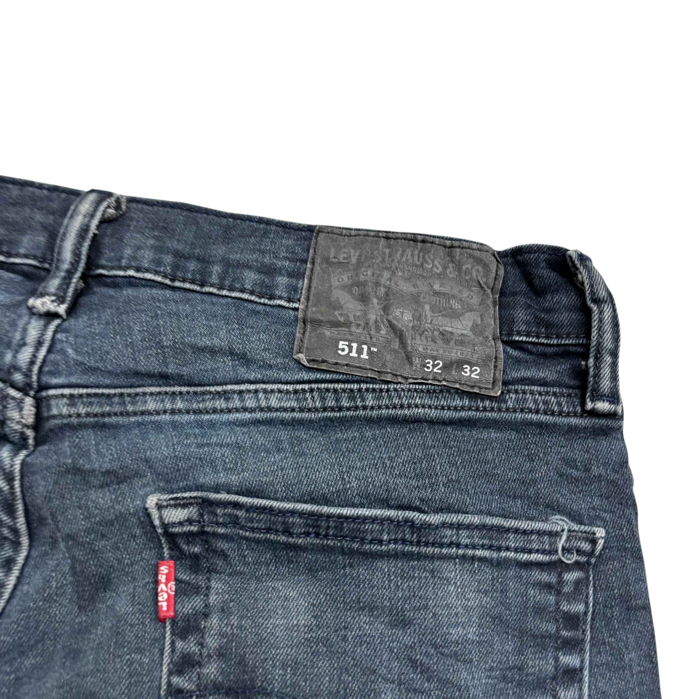 Levis 511 Jeans W32 L32 Mens Navy Blue Slim Fit Stretch Denim (F)