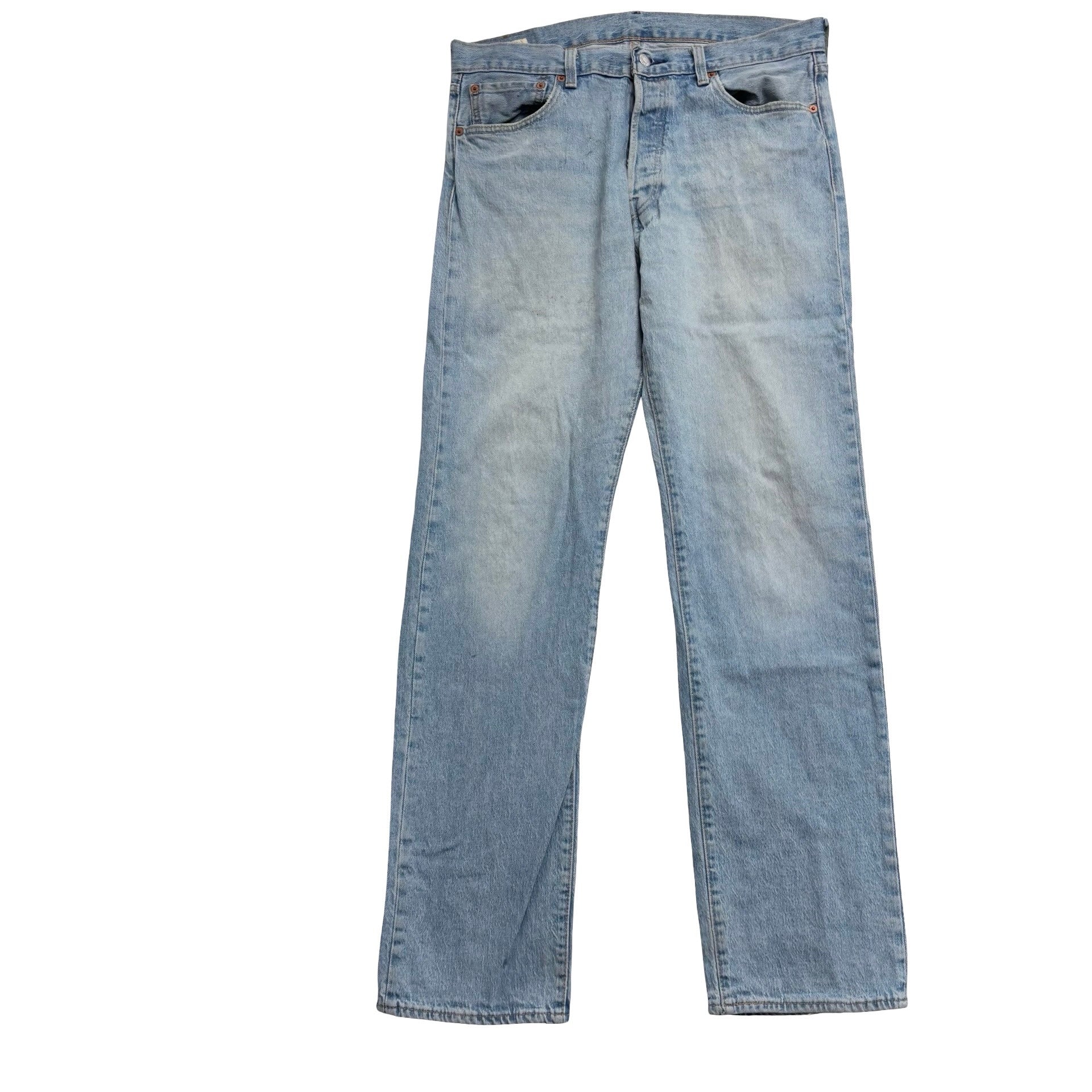 Levis 501 Jeans W34 L34 Mens Light Blue Regular Straight Fit Stretch Denim (F)