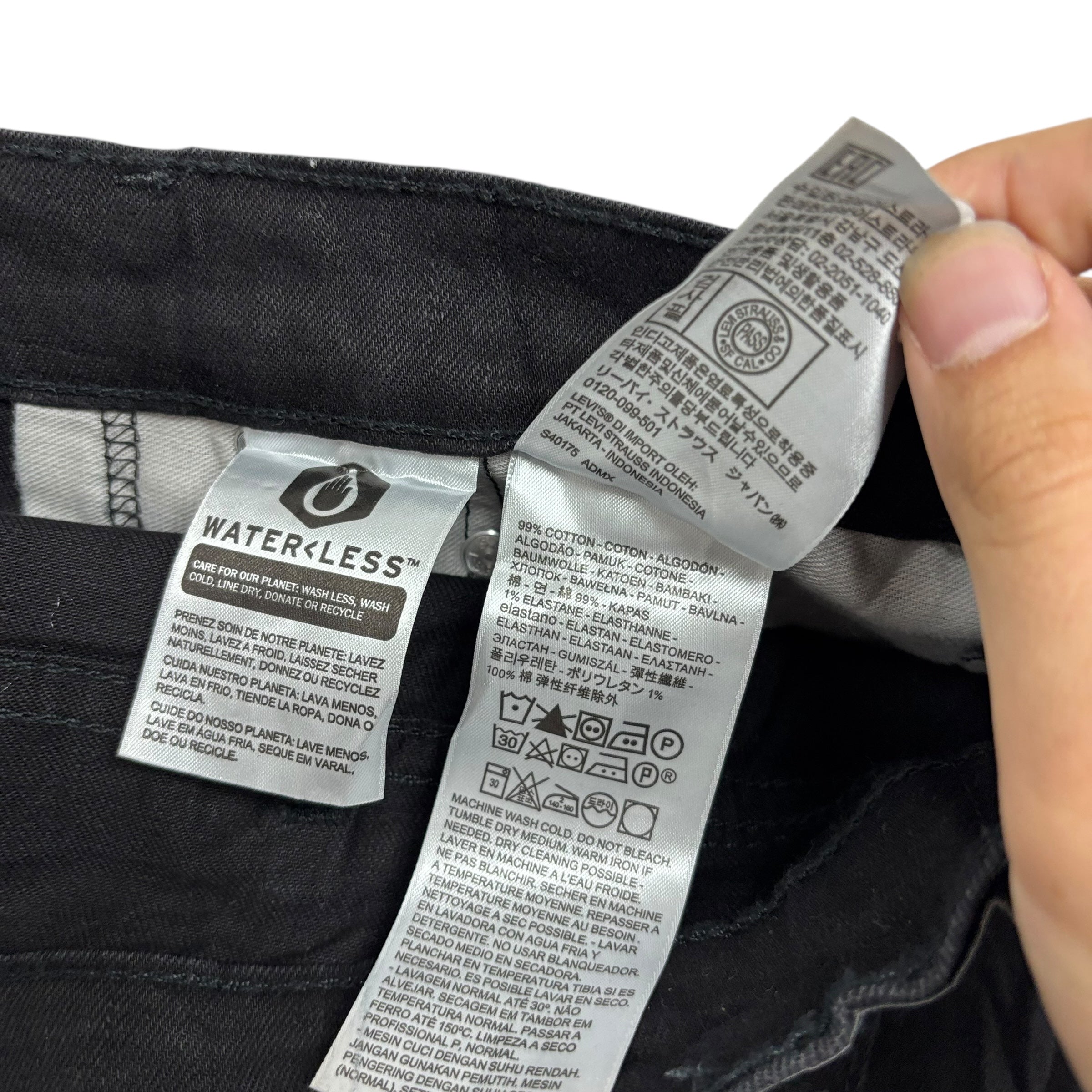 Levis 502 Jeans W44 L32 Mens Black Regular Tapered Fit Stretch Denim (E)