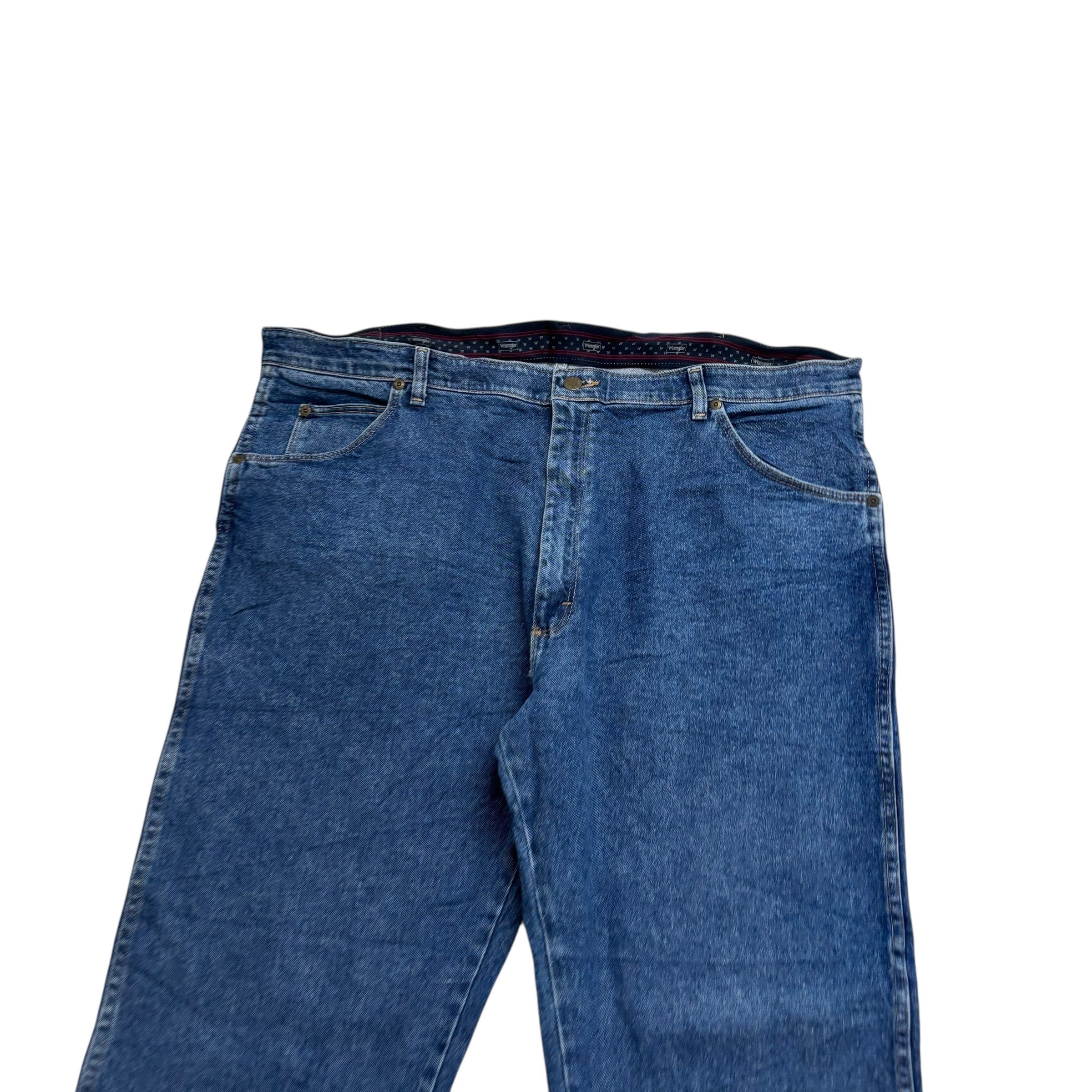 Wrangler Jeans W42 L30 Mens Mid Blue Regular Straight Fit Stretch Denim