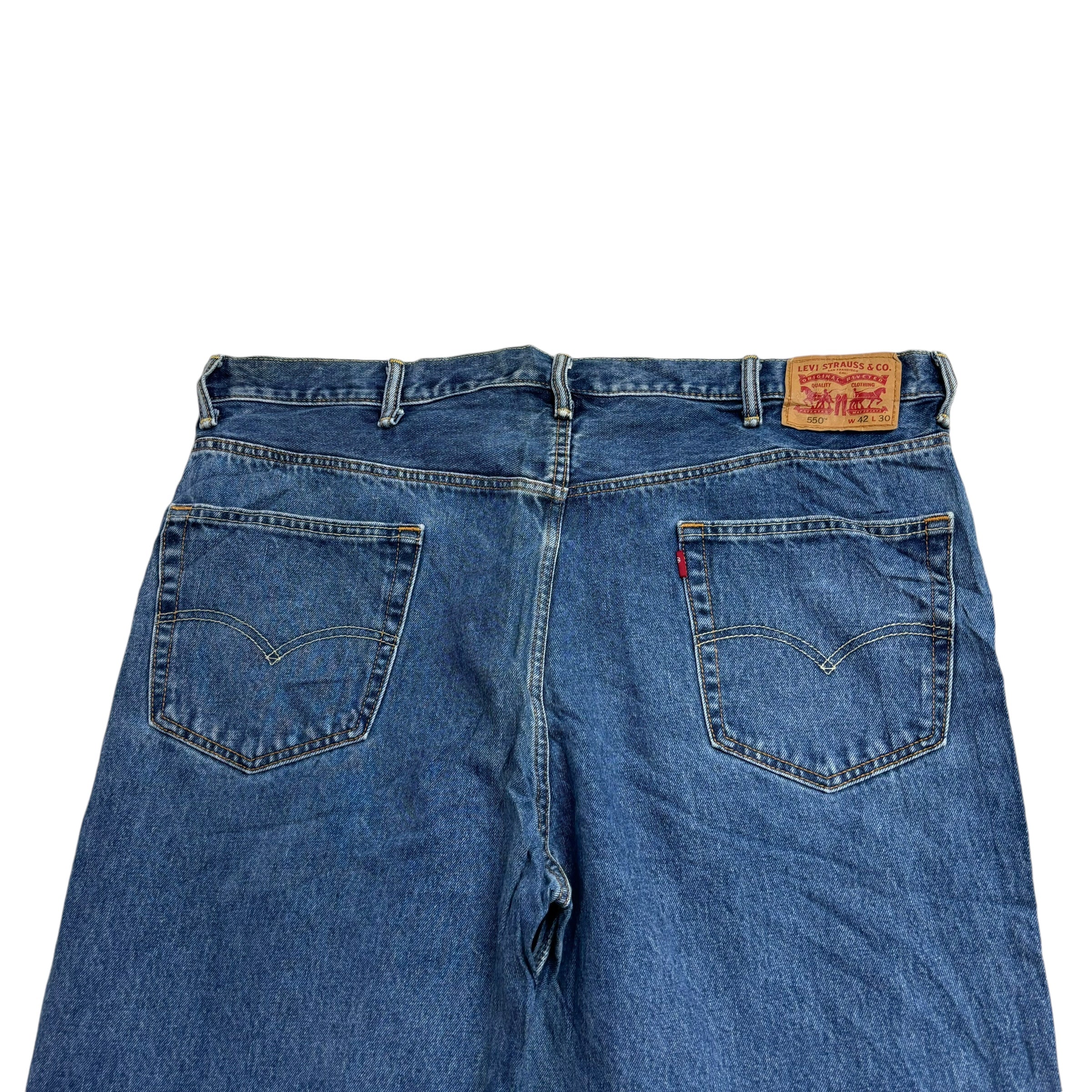 Levis 550 Jeans W42 L30 Mens Mid Blue Baggy Relaxed Straight Fit Denim