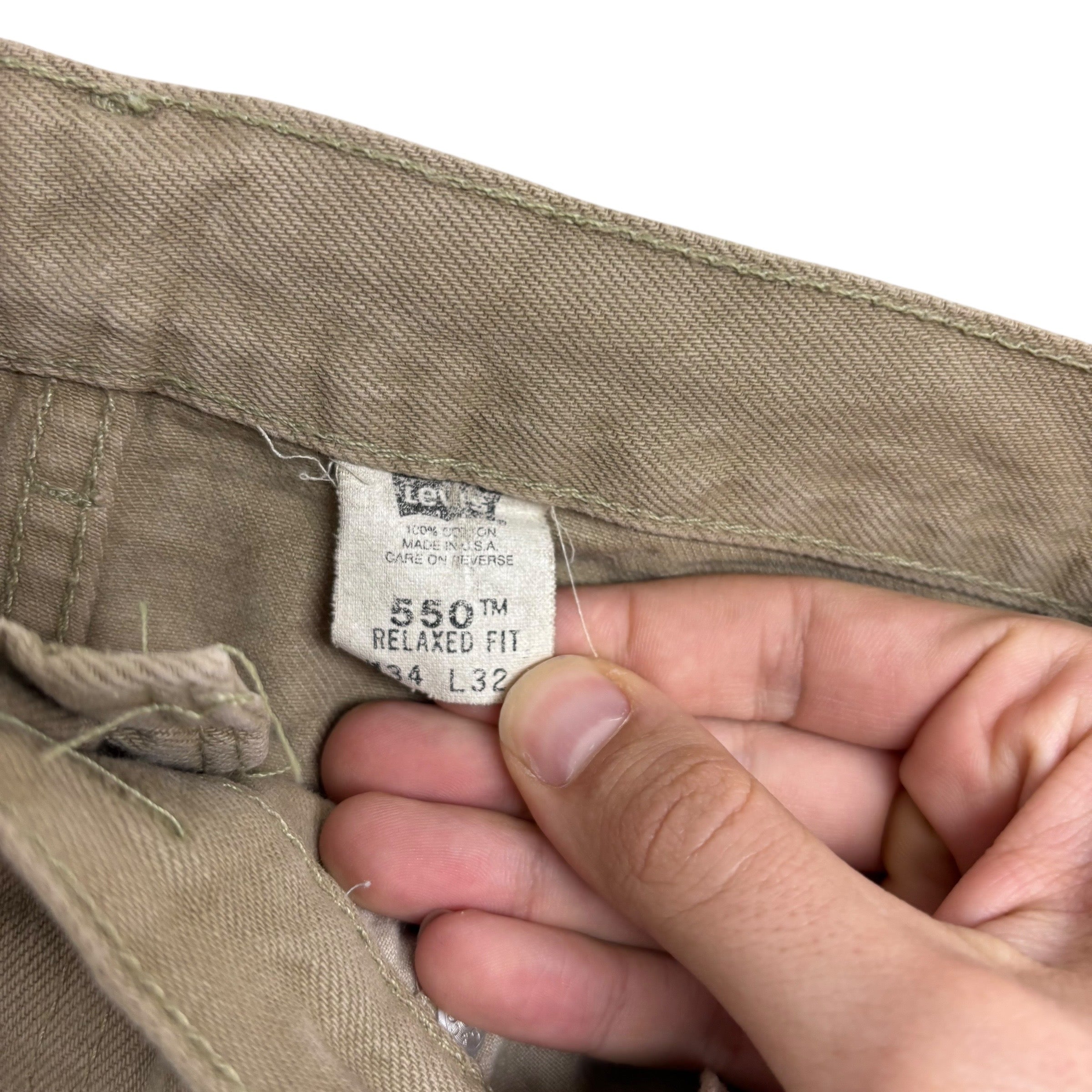 Levis 550 Jeans W34 L32 Mens Tan Relaxed Straight Made In USA Vintage Denim (E)
