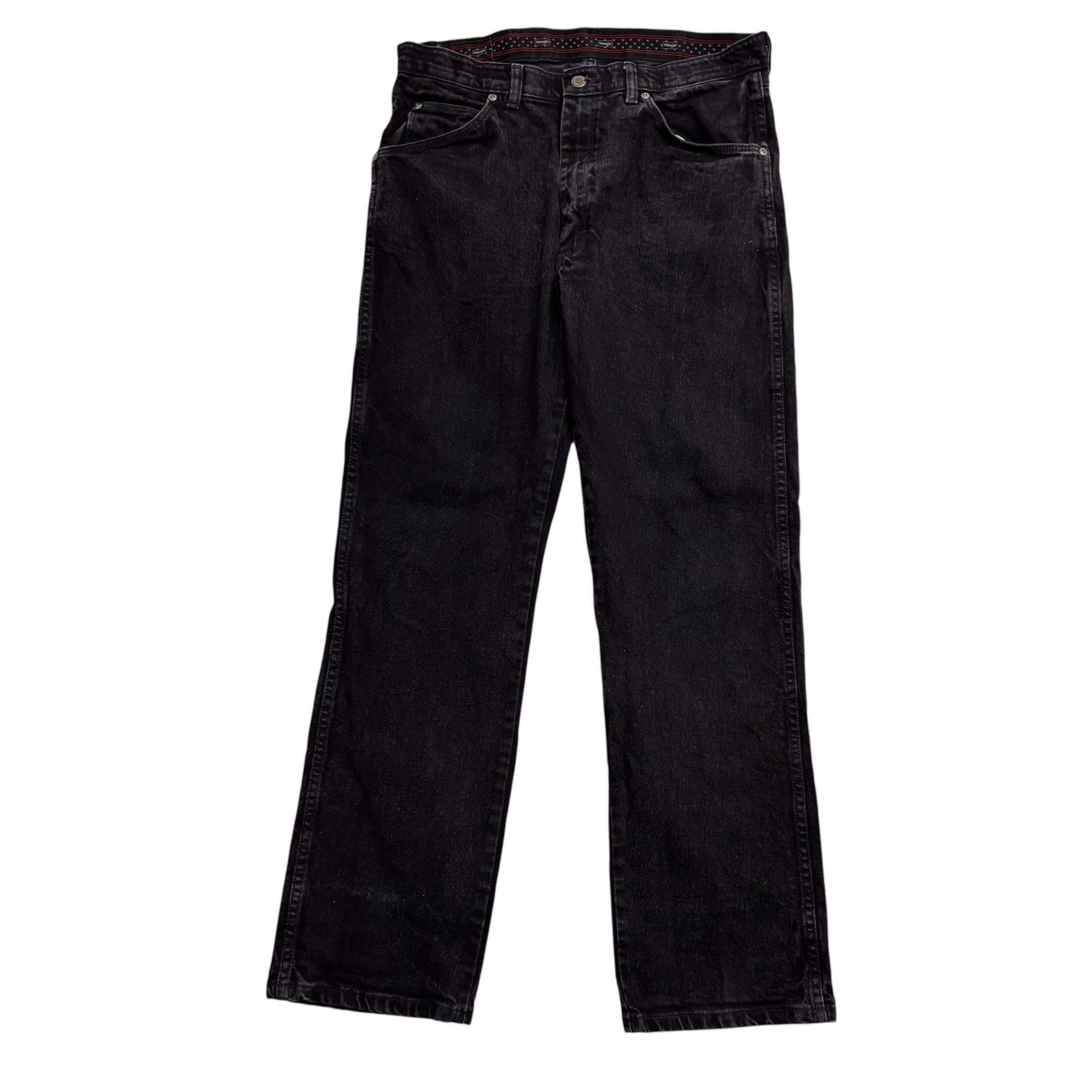 Wrangler Jeans W33 L30 Mens Black Regular Straight Fit Stretch Denim (E)
