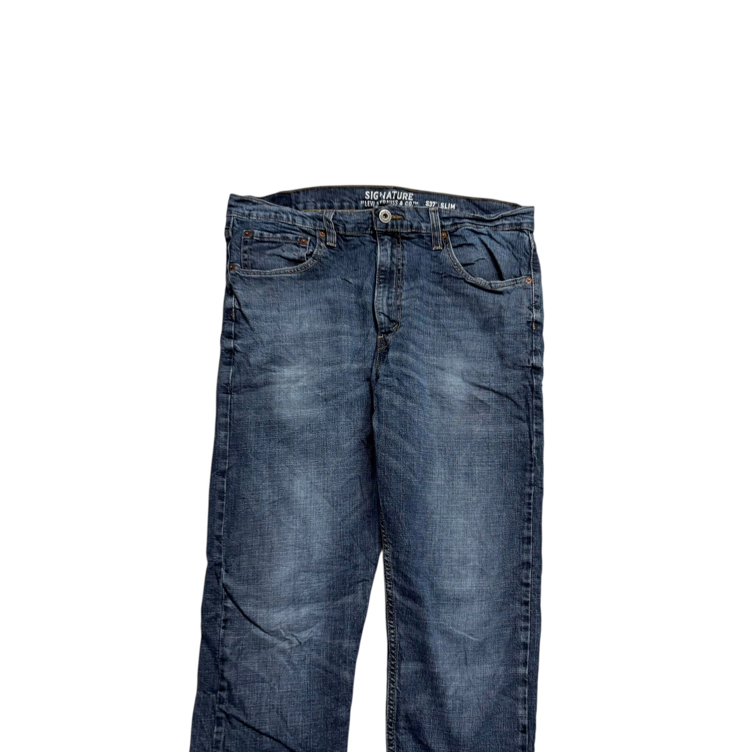 Levis Signature Jeans W36 L32 Mens Dark Blue Slim Fit Stretch Denim (E)