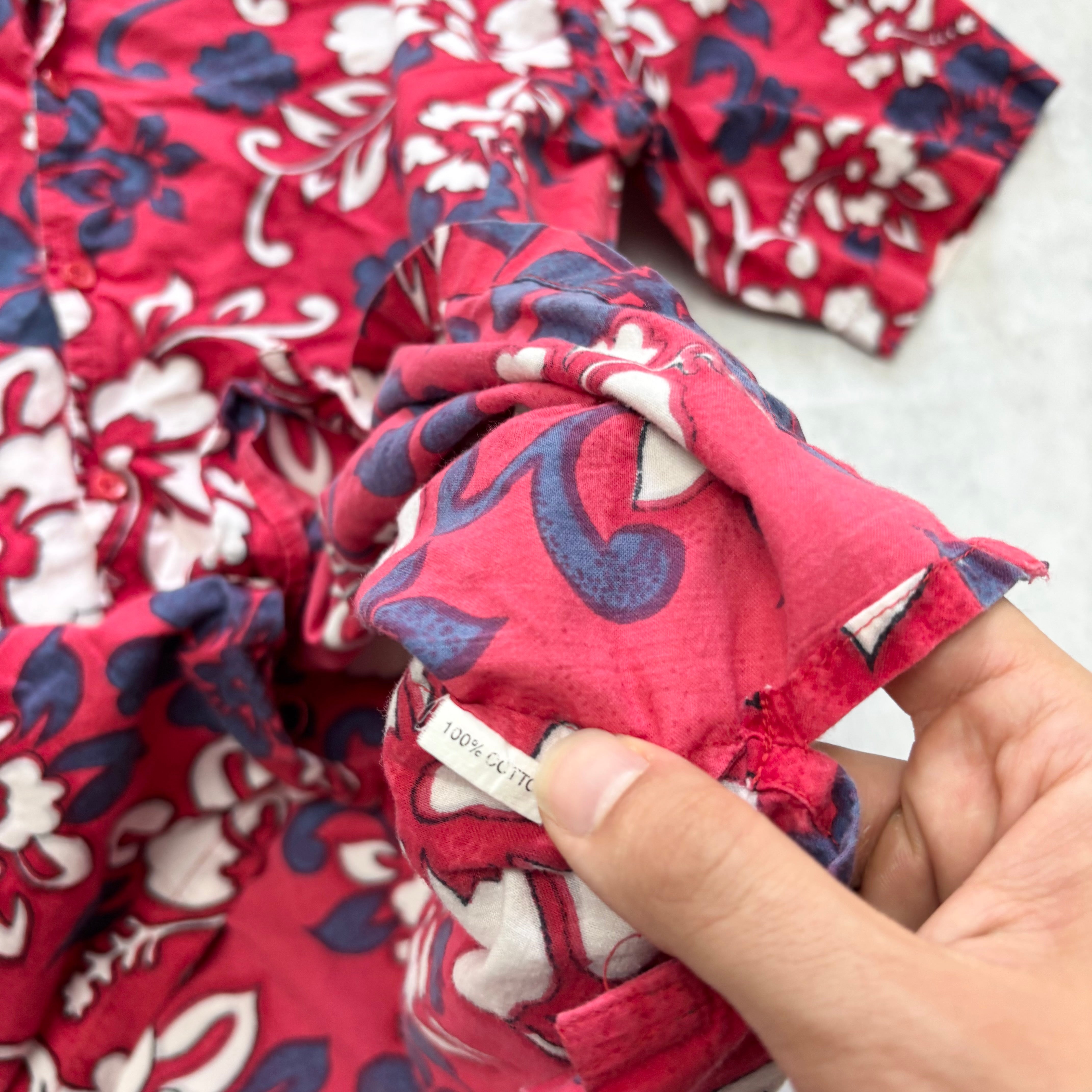 Hawaiian Shirt Mens XL Red Floral Aloha Short Sleeve Cotton Funky (E)