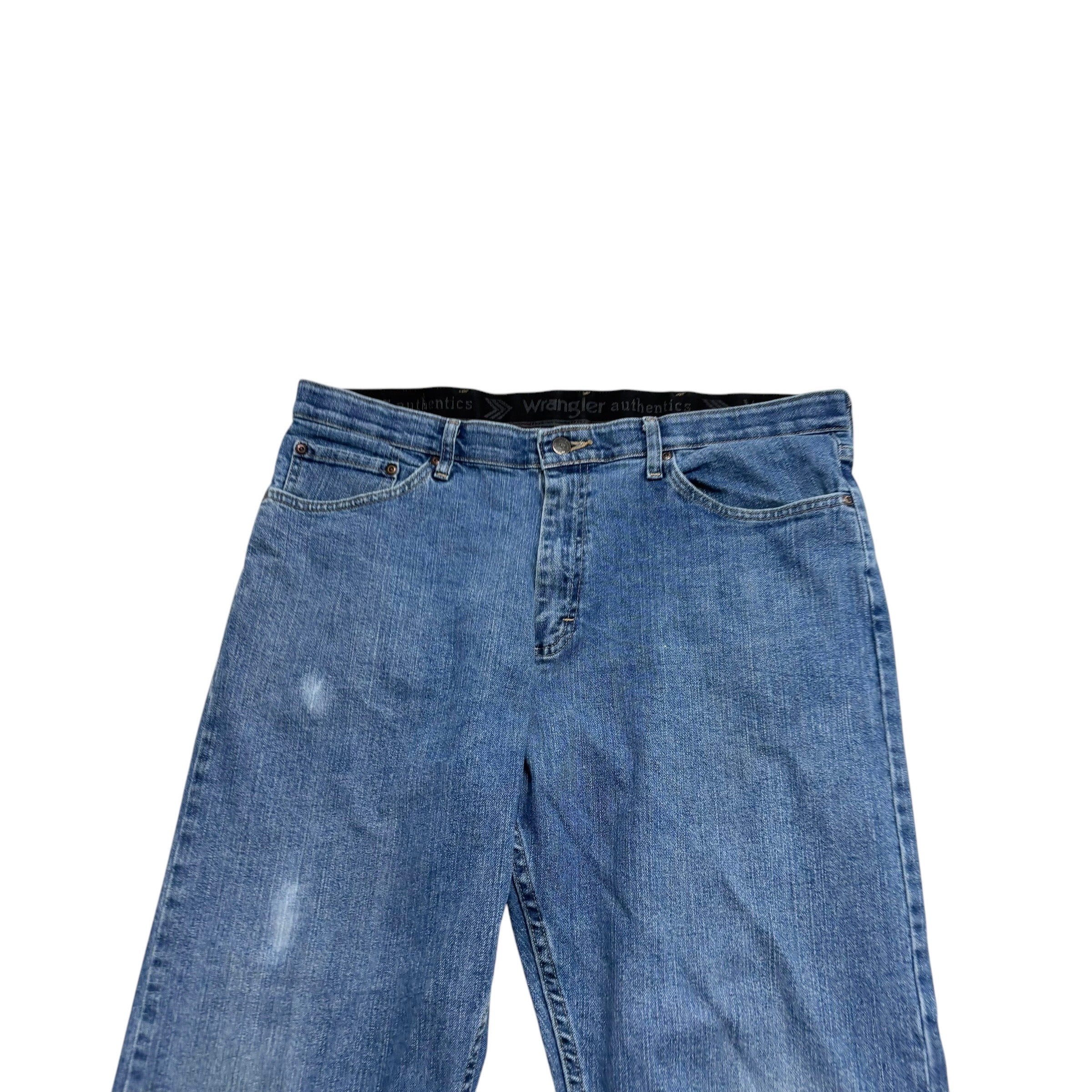 Wrangler Jeans W36 L30 Mens Mid Blue Relaxed Straight Fit Stretch Denim (F)