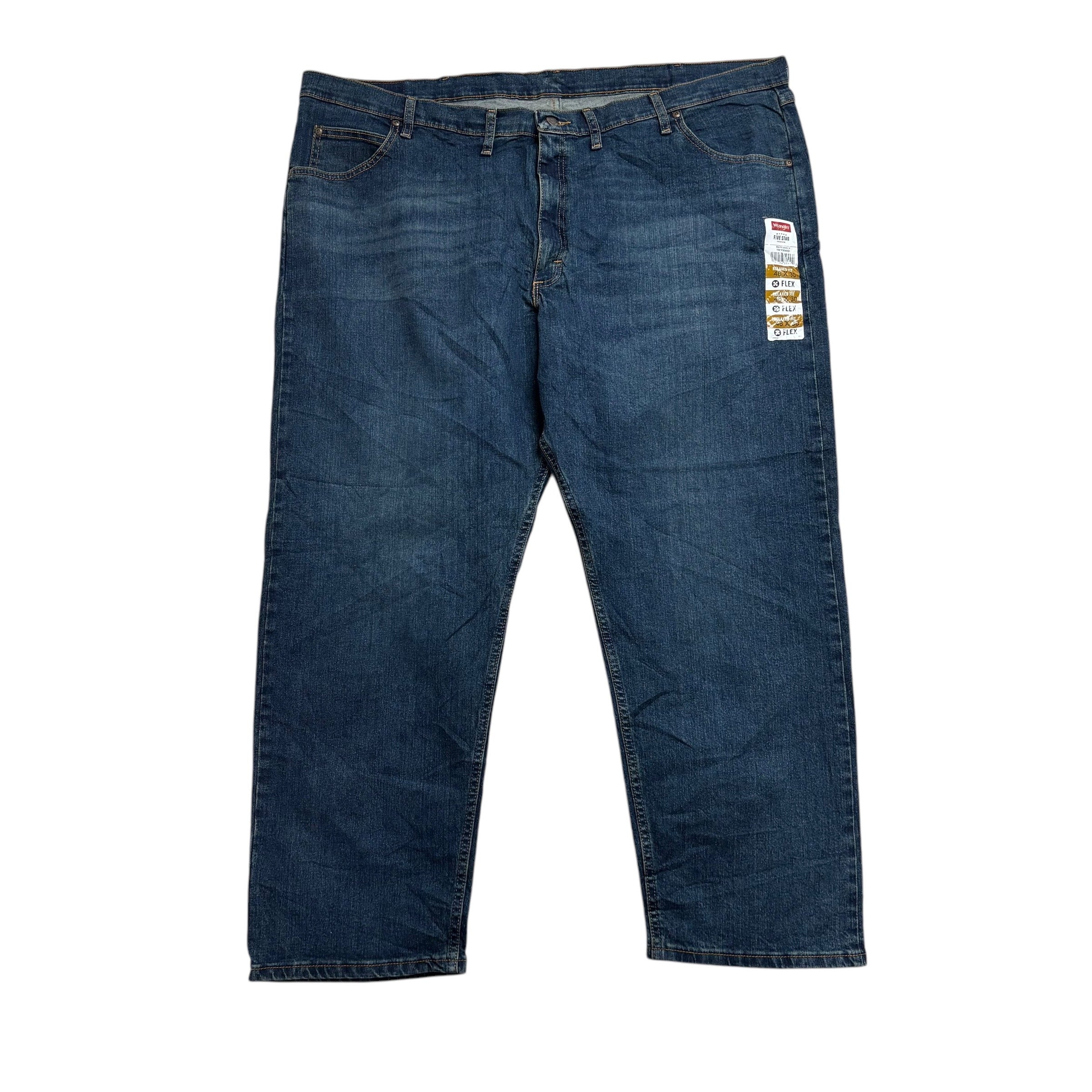 Wrangler Jeans W48 L30 Mens Dark Blue Relaxed Straight Fit Stretch Denim (E)