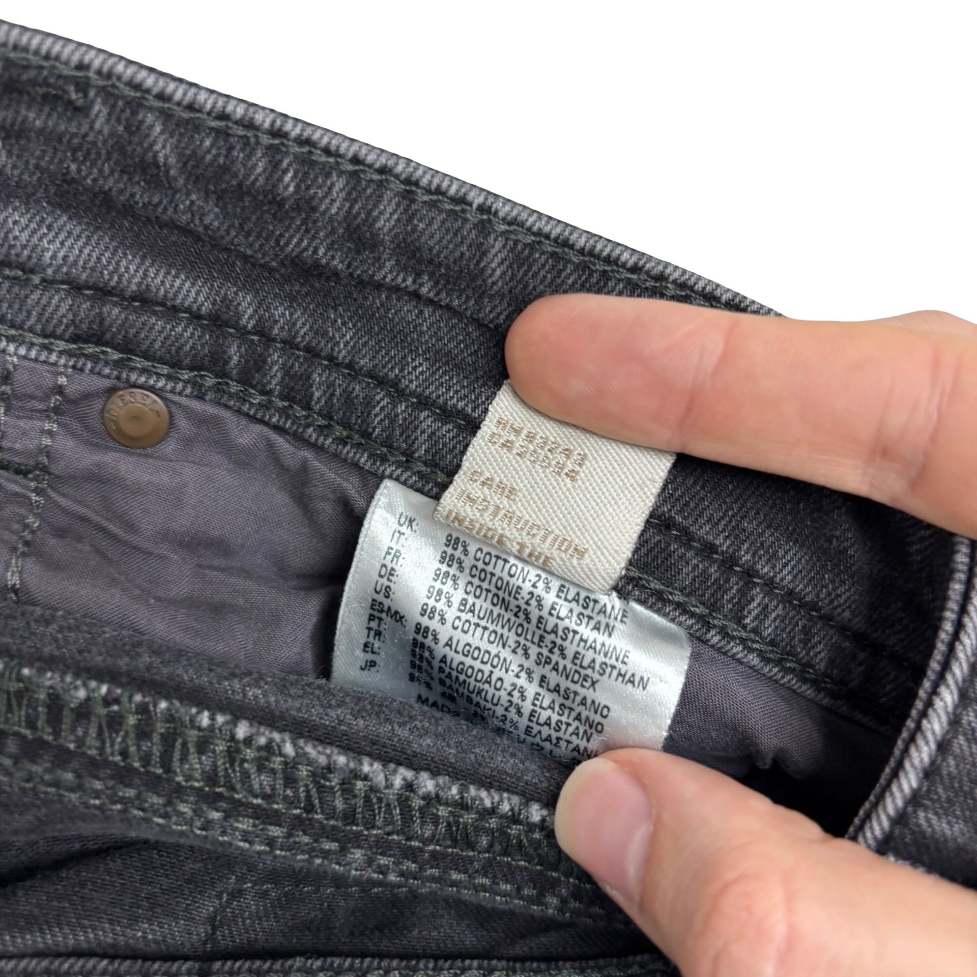 Diesel Buster Jeans W34 L31 Mens Black Slim Tapered Fit Stretch Denim