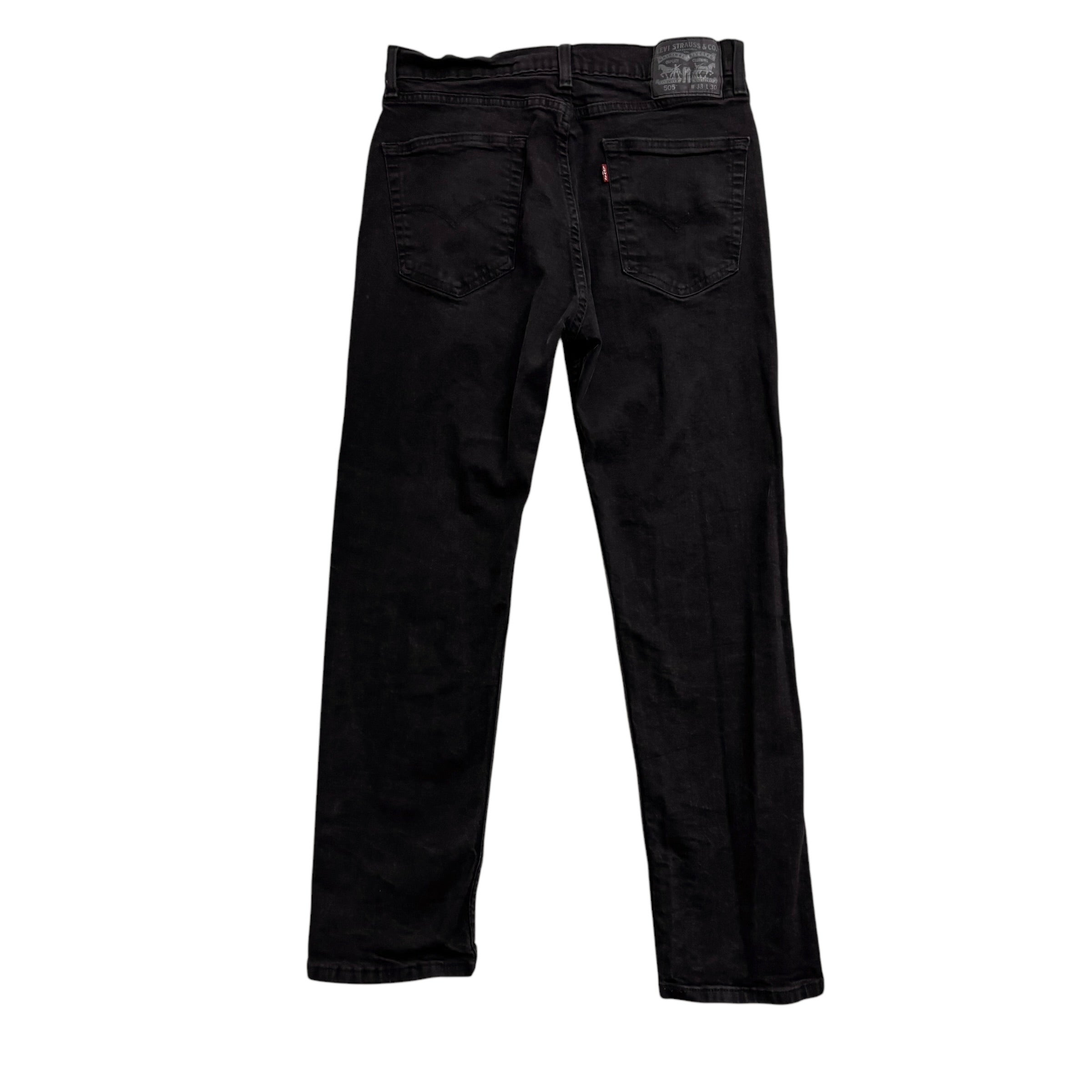 Levis 505 Jeans W31 L29 Mens Black Regular Straight Fit Stretch Denim (E)