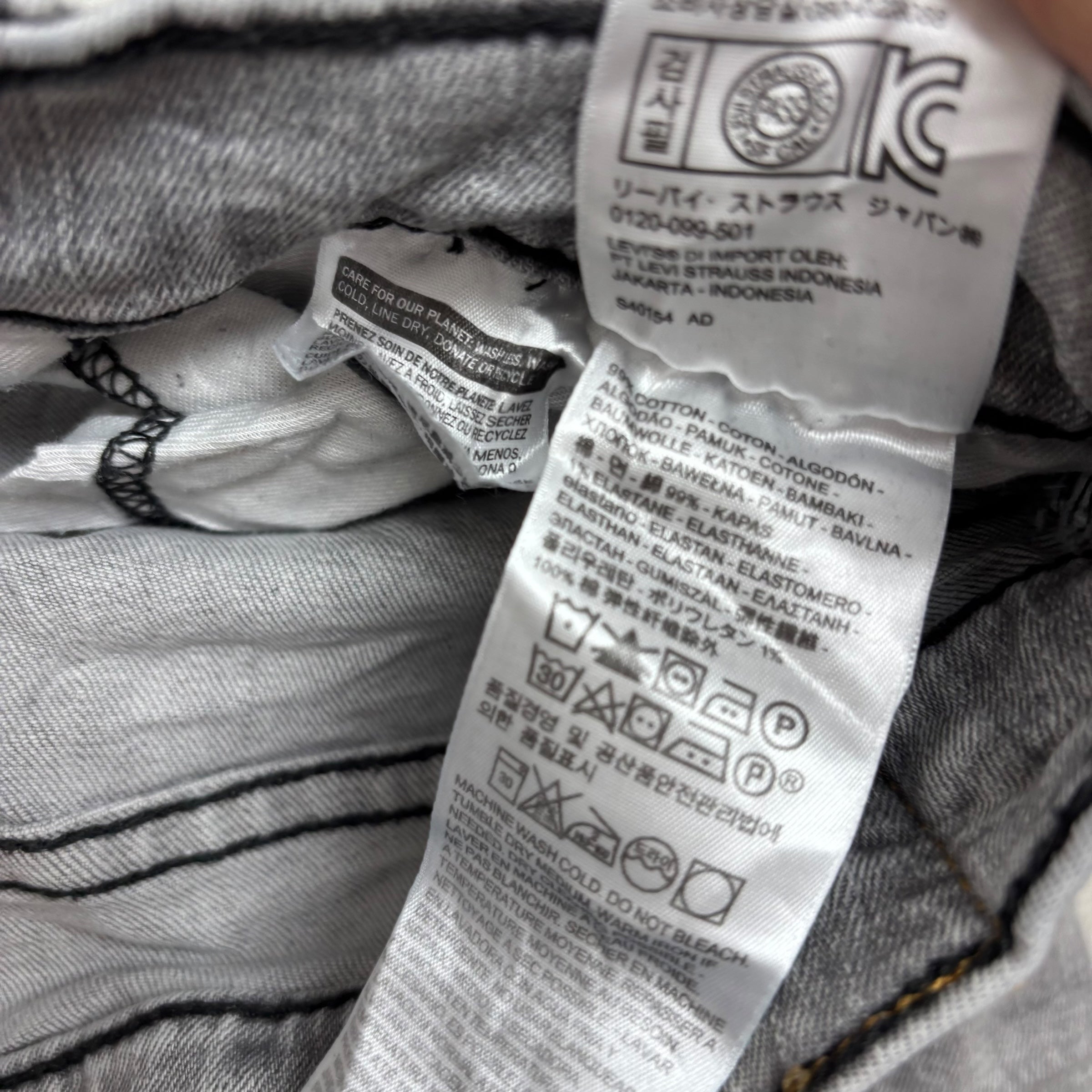 Levis 512 Jeans W32 L31 Mens Grey Slim Tapered Fit Stretch Denim (E)