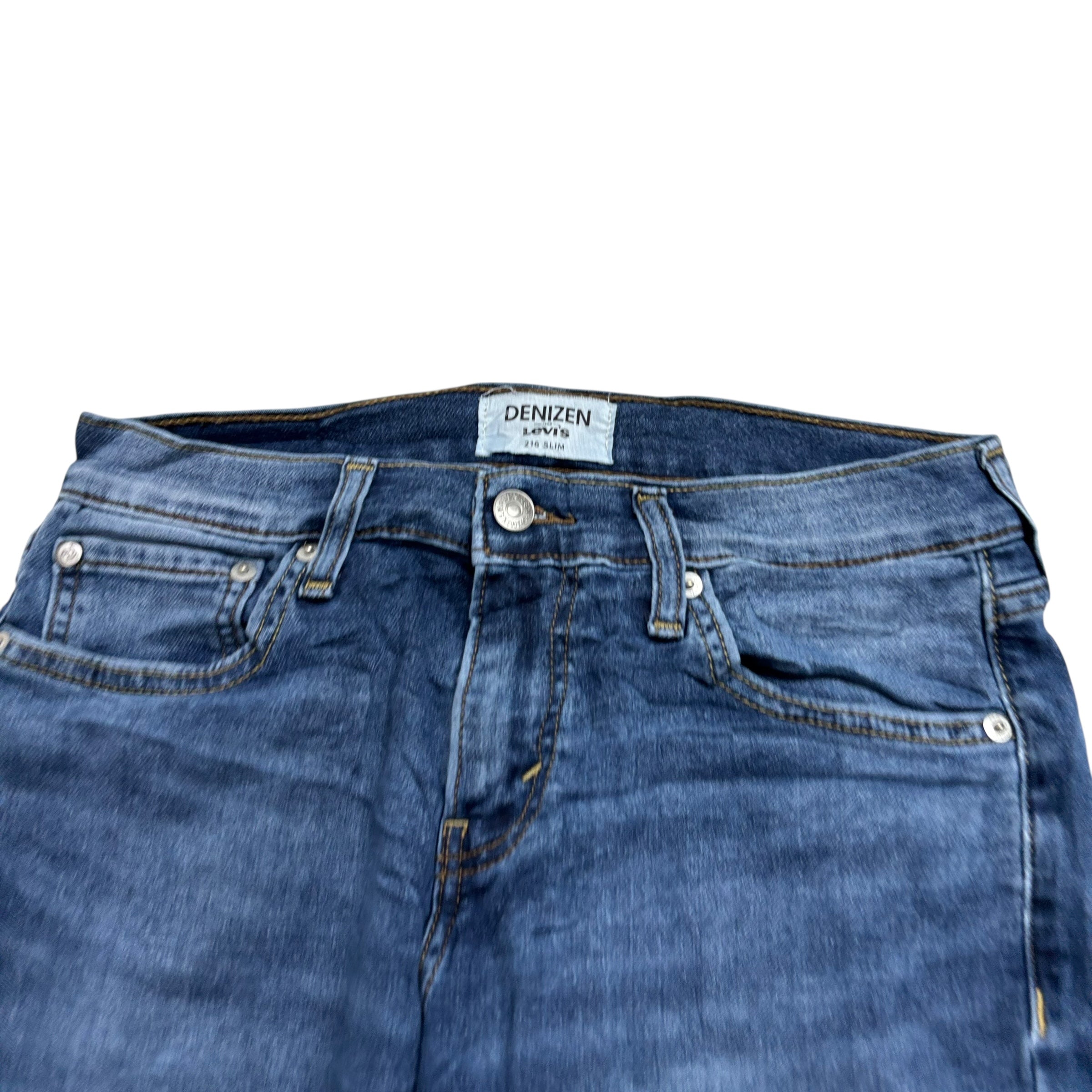 Levis Denizen Jeans W30 L30 Mens Mid Blue Slim Fit Stretch Denim (E)