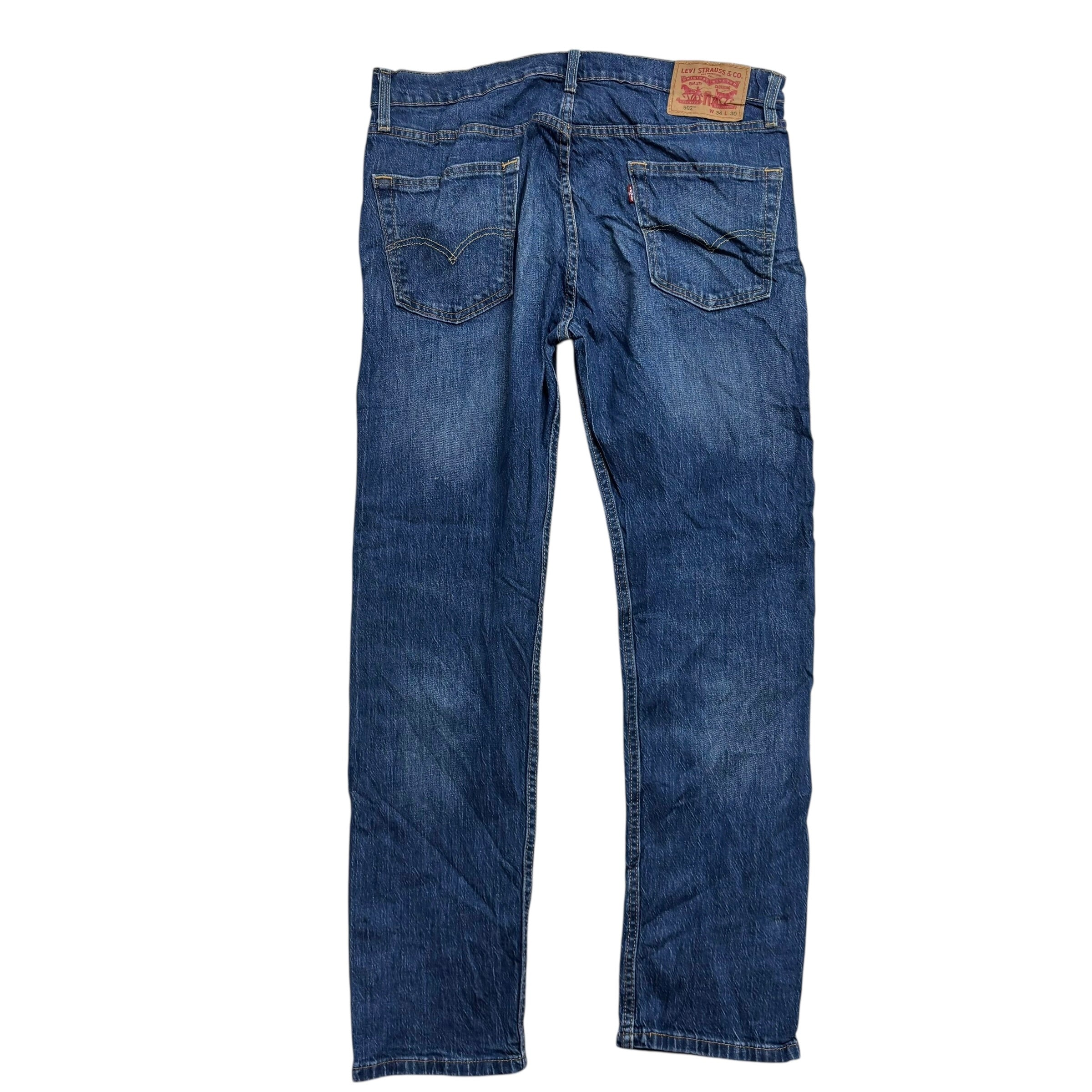 Levis 502 Jeans W34 L29 Mens Mid Blue Regular Tapered Fit Stretch Denim (F)