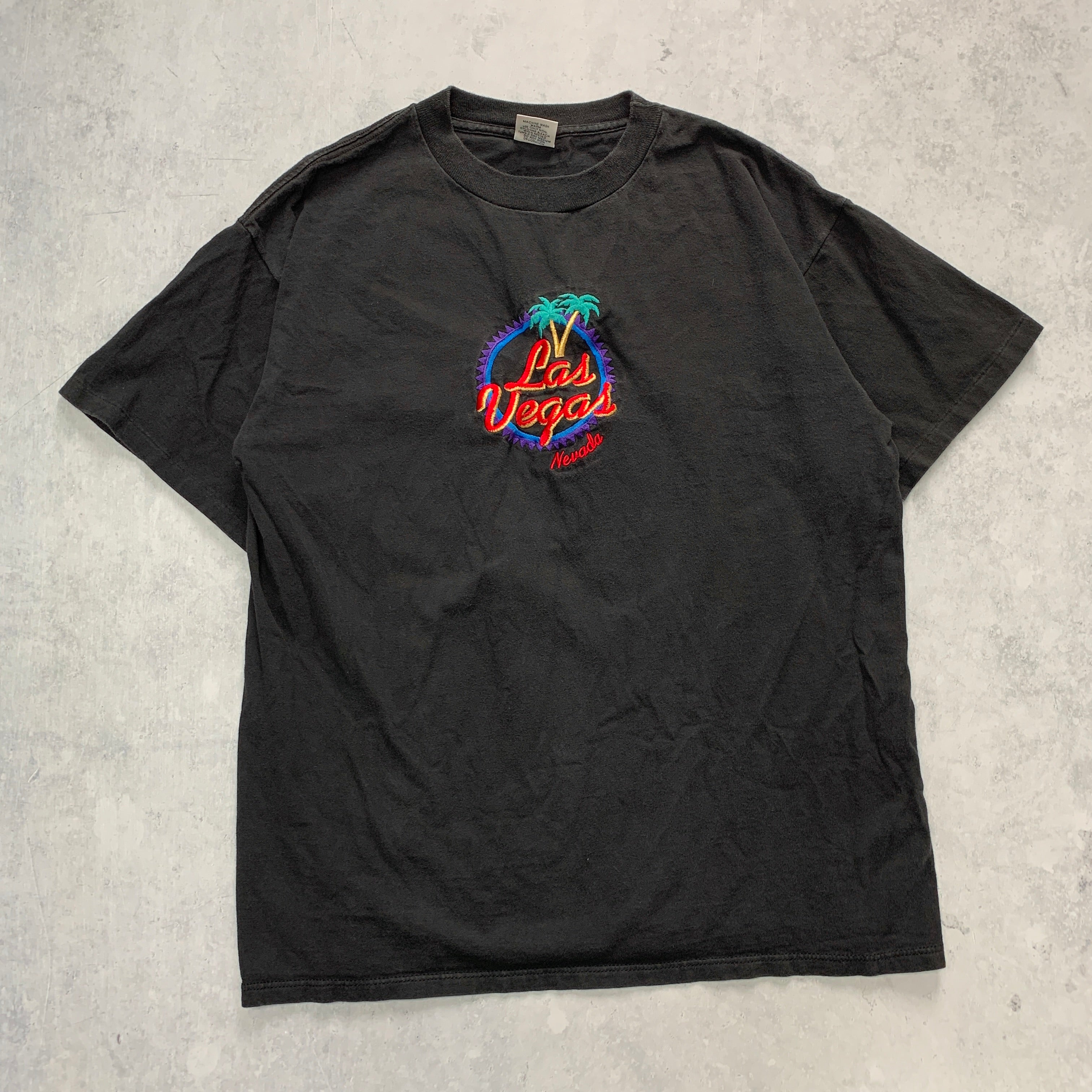 Vintage T Shirt Mens Large Black Single Stitch Graphic Print 90s USA Tourist