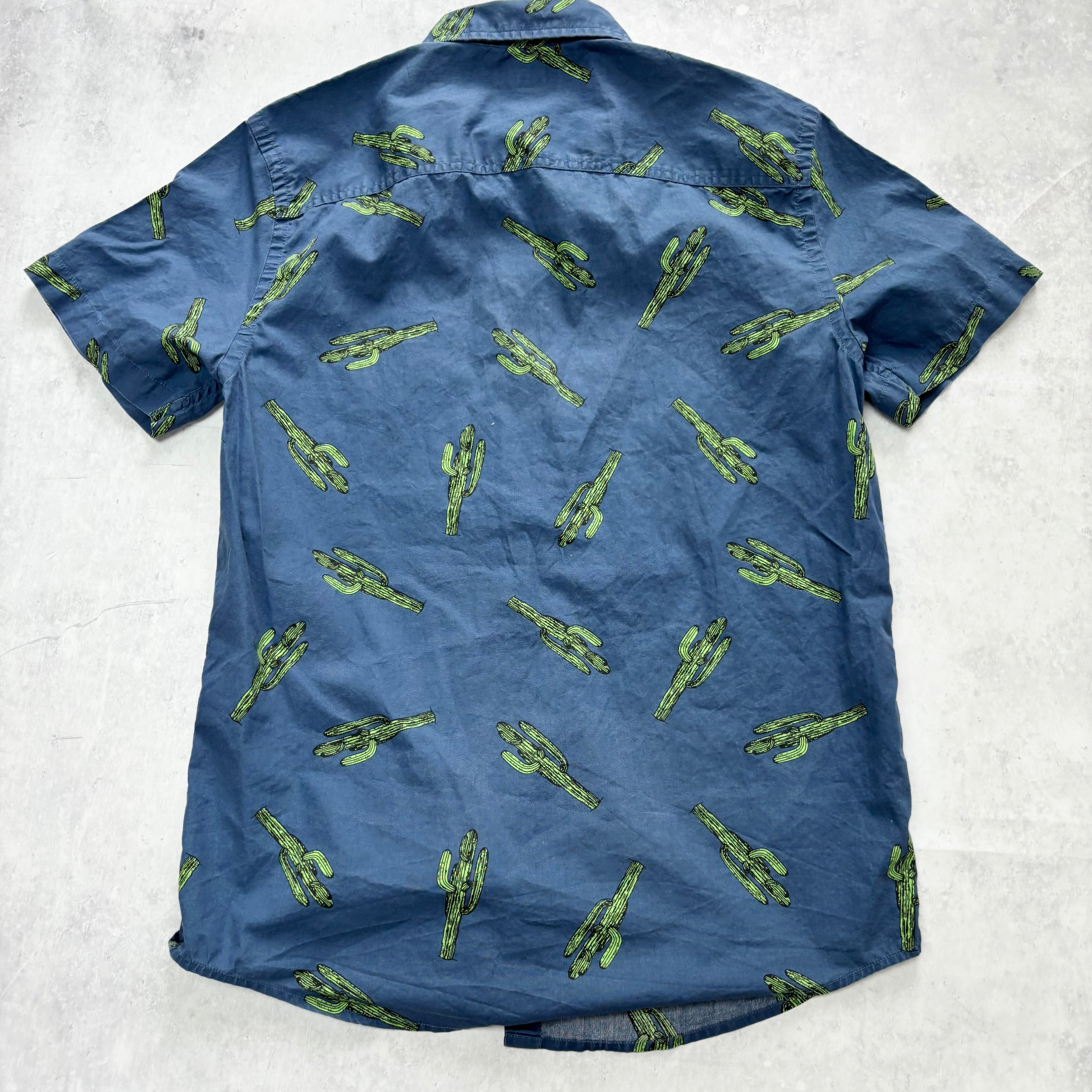 Hawaiian Shirt Mens Small Blue Floral Aloha Regular Fit Cotton (E)