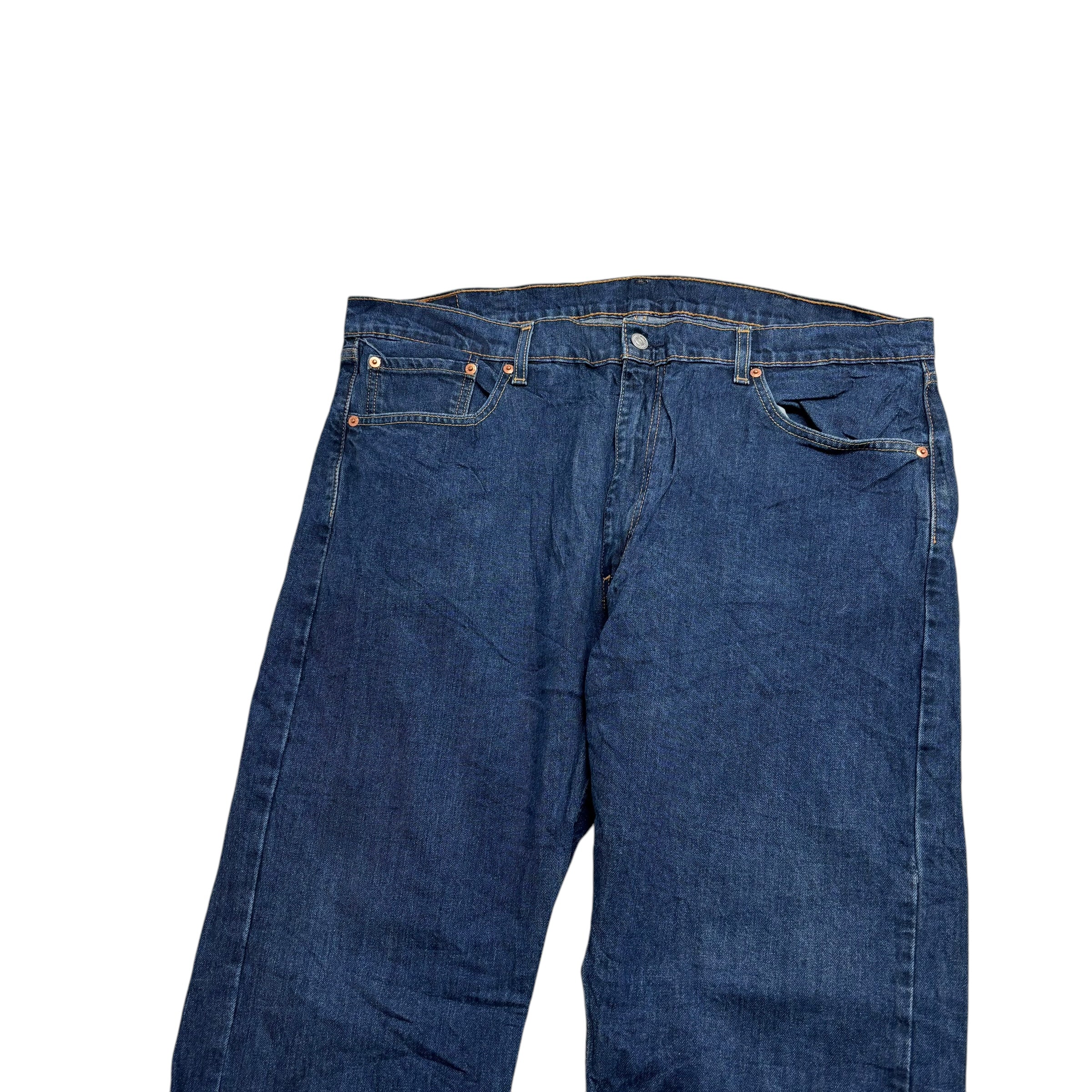 Levis 505 Jeans W40 L32 Mens Dark Blue Regular Straight Fit Stretch Denim (E)