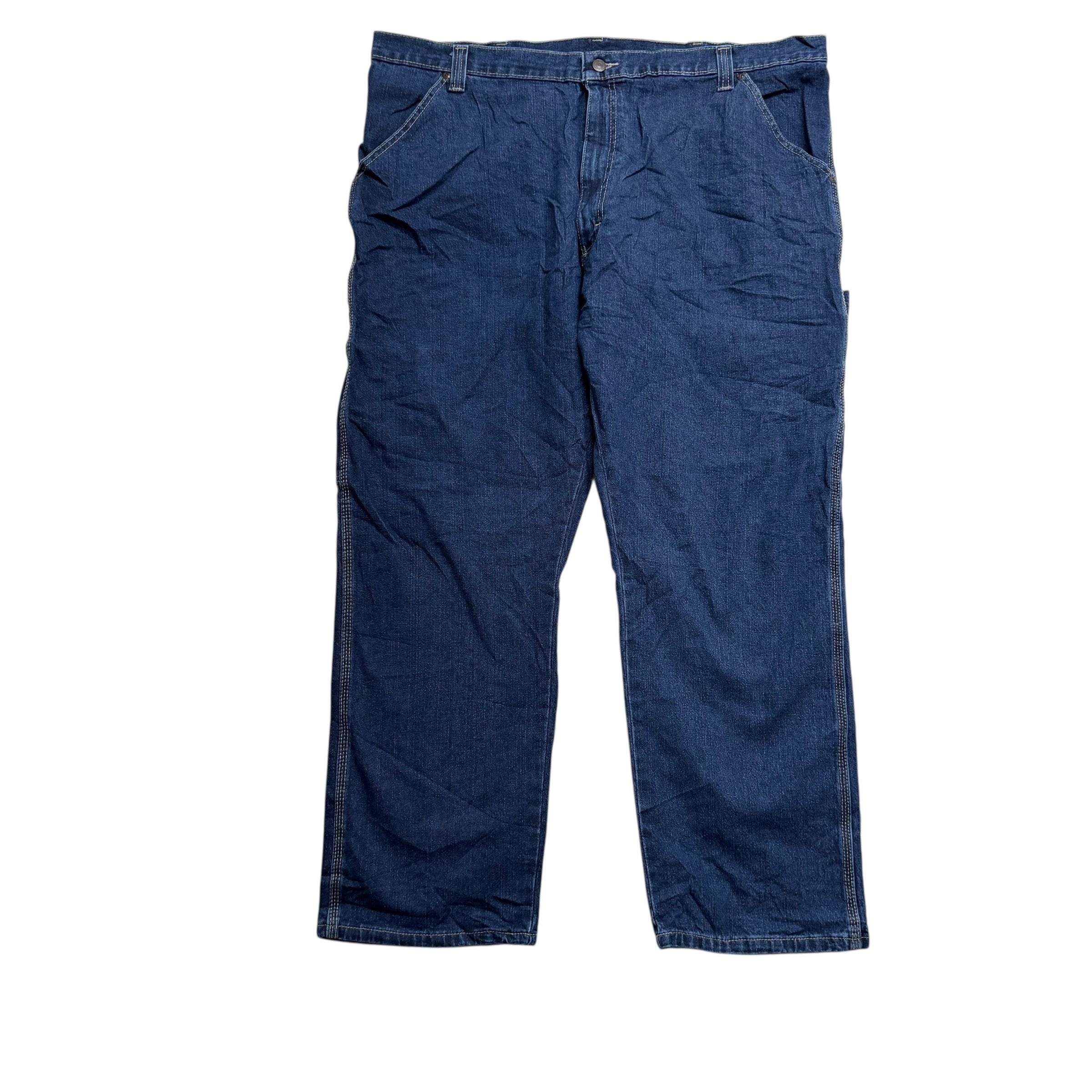 Wrangler Carpenter Jeans W42 L30 Mens Dark Blue Relaxed Straight Fit Stretch (E)