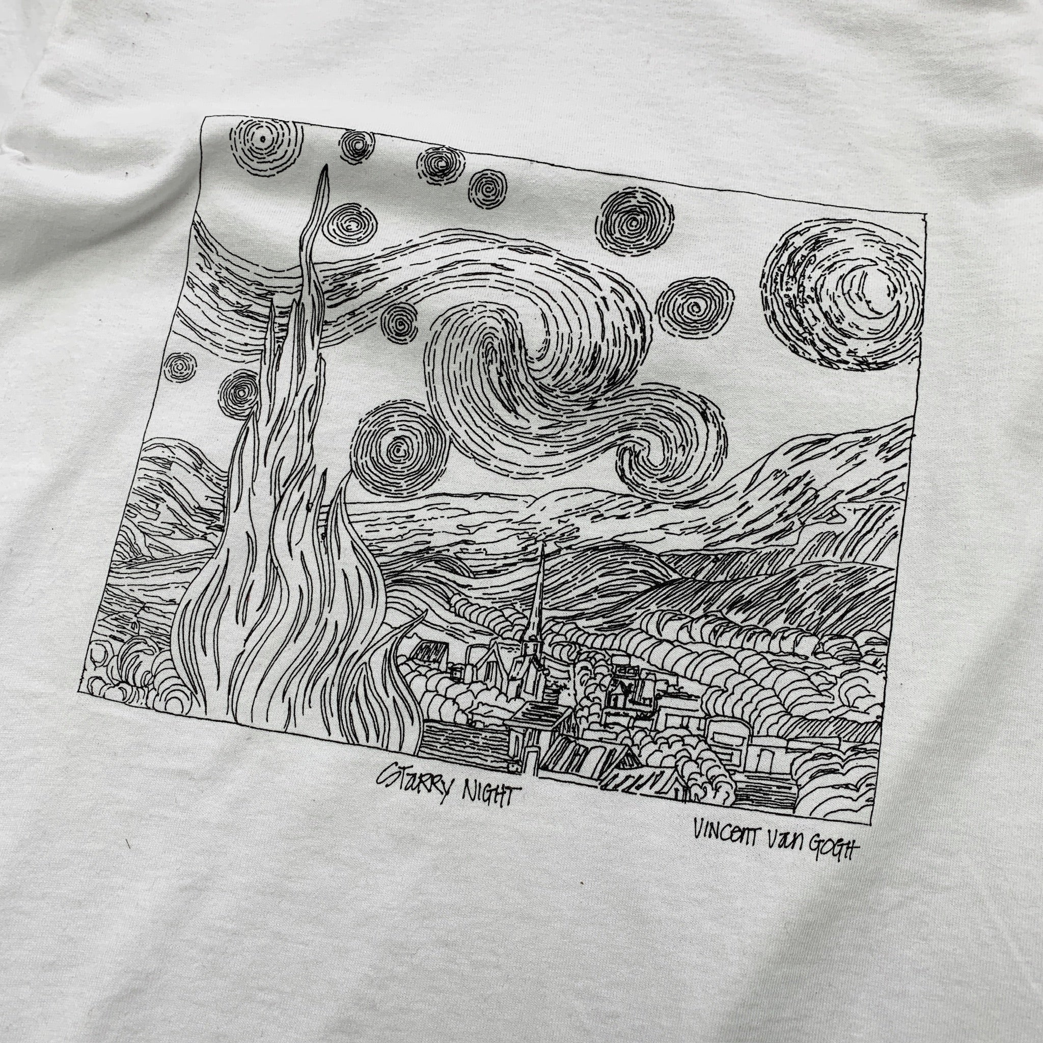 Vintage T Shirt Womens XS White Single Stitch Graphic Print 90s Art Van Gogh