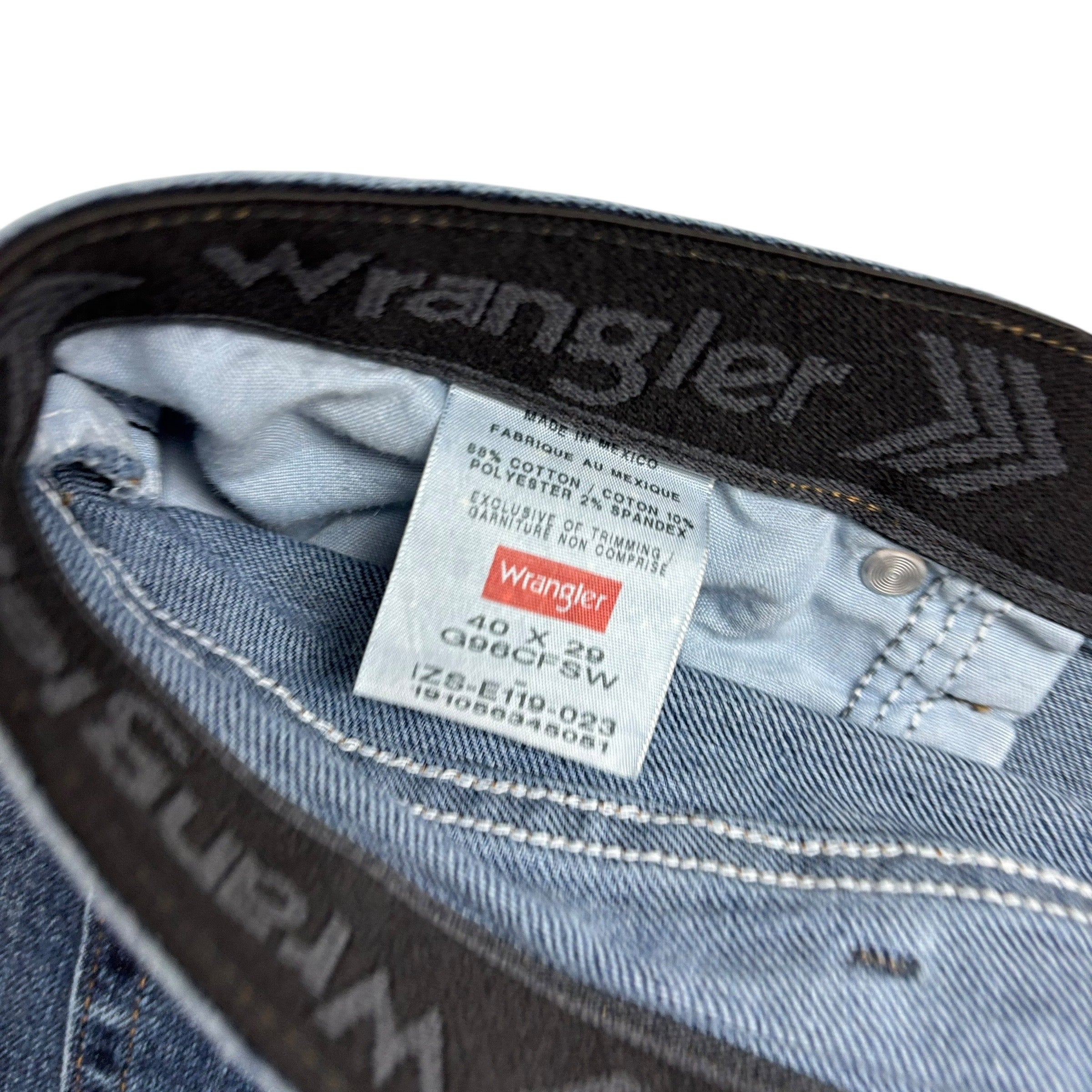 Wrangler Jeans W40 L26 Mens Mid Blue Regular Straight Fit Stretch Denim