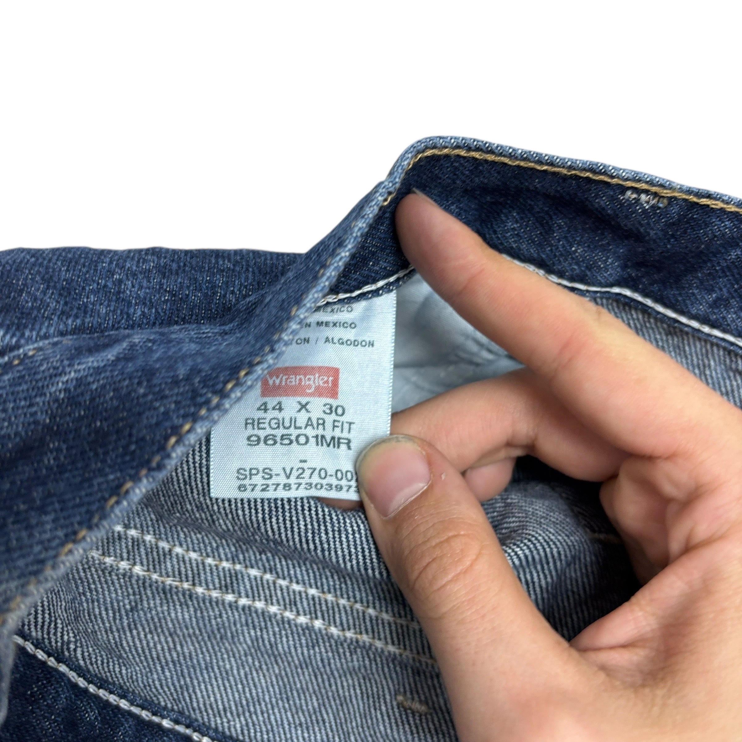 Wrangler Jeans W44 L30 Mens Dark Blue Regular Straight Fit Denim (E)