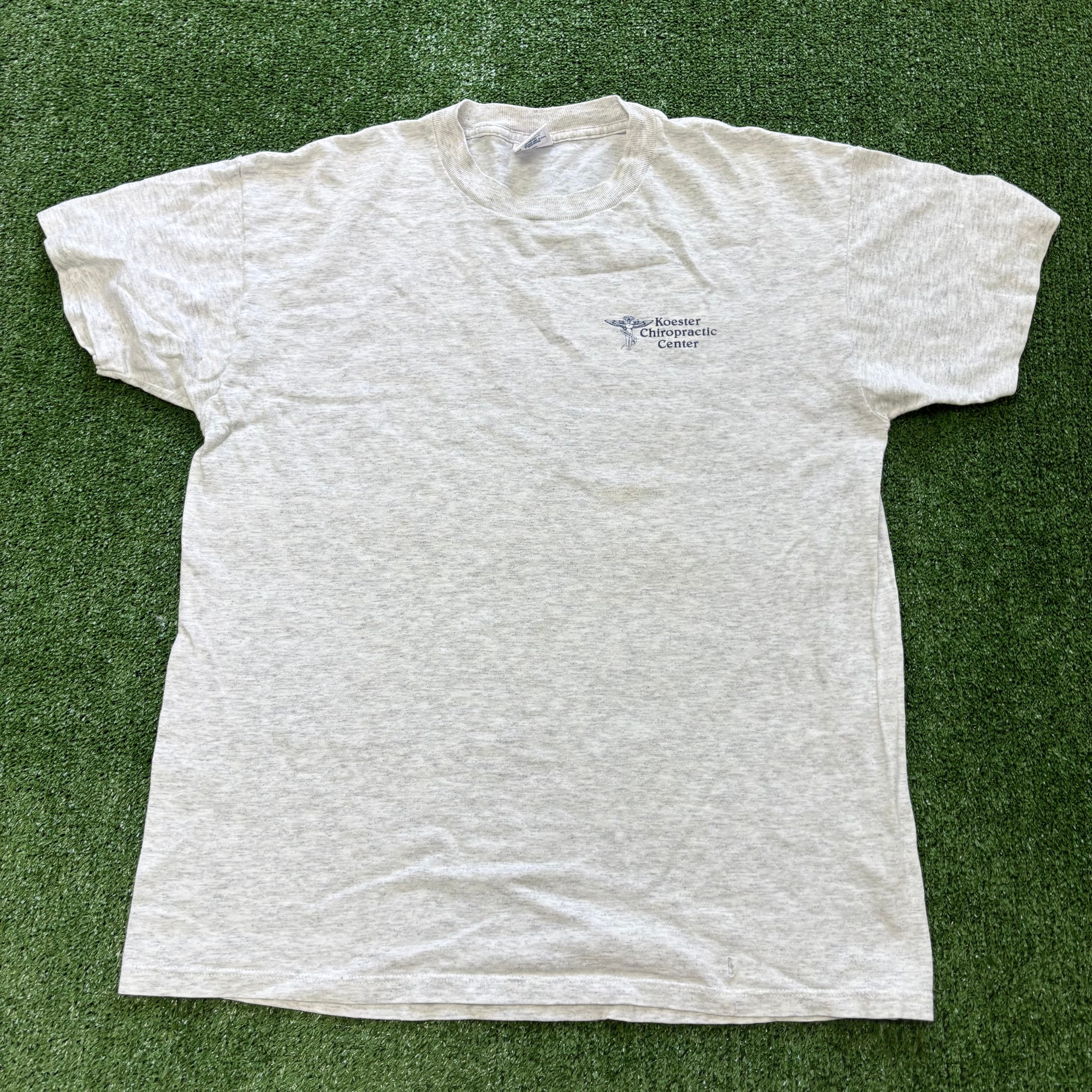 Vintage T Shirt Mens Large Grey Single Stitch Graphic Print 90s USA