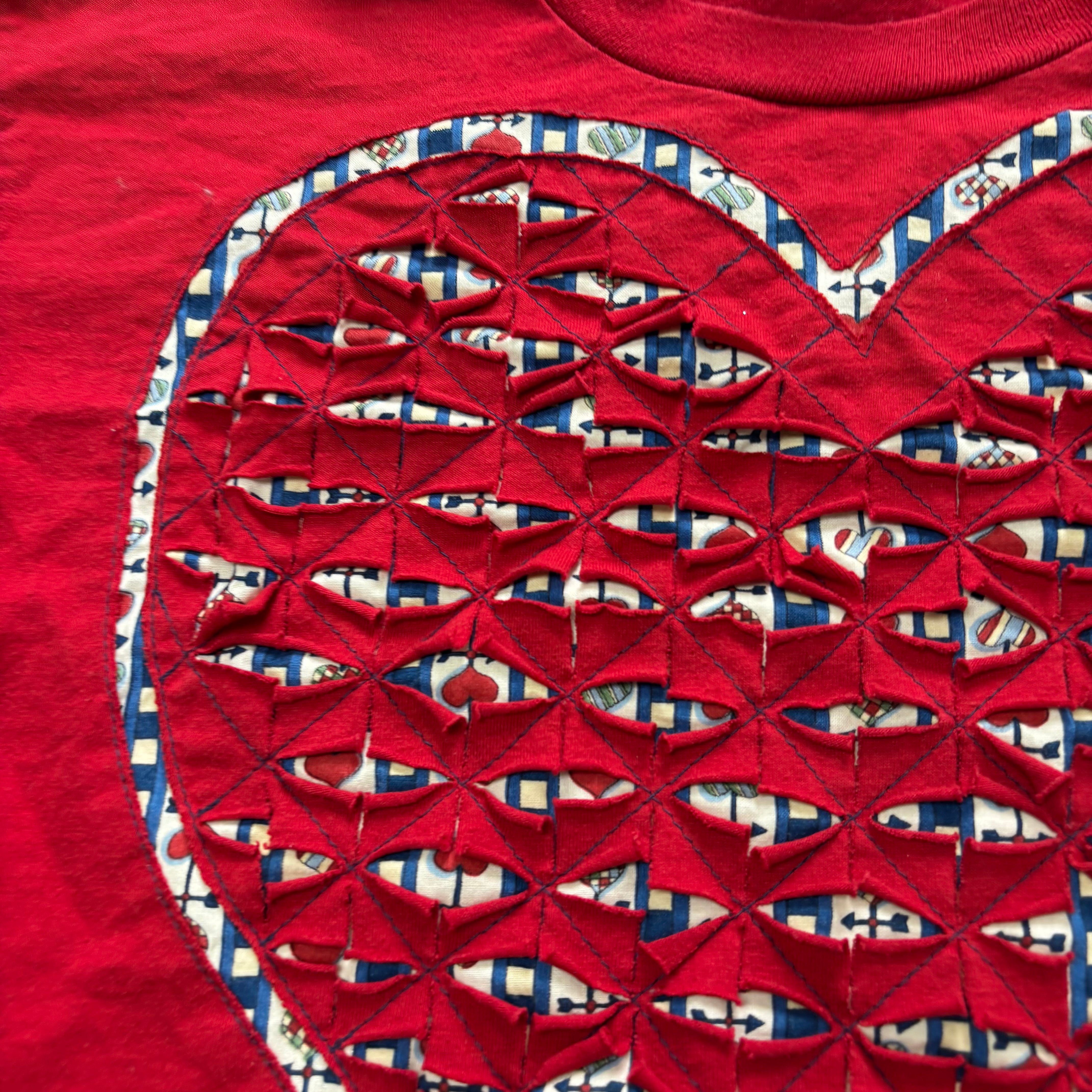 Vintage T Shirt Mens Large Red Graphic Print 90s Heart Love (E)