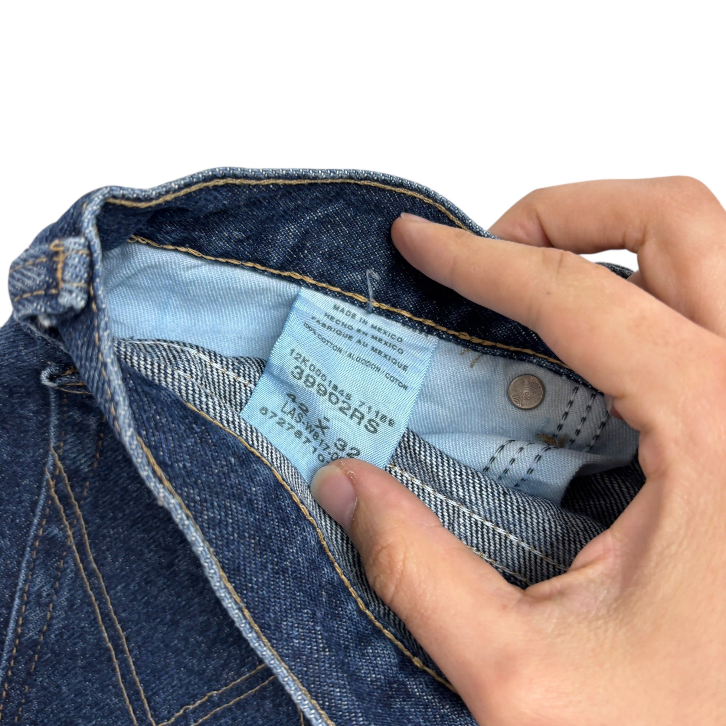 Wrangler Jeans W42 L32 Mens Dark Blue Regular Straight Fit Vintage Denim (E)