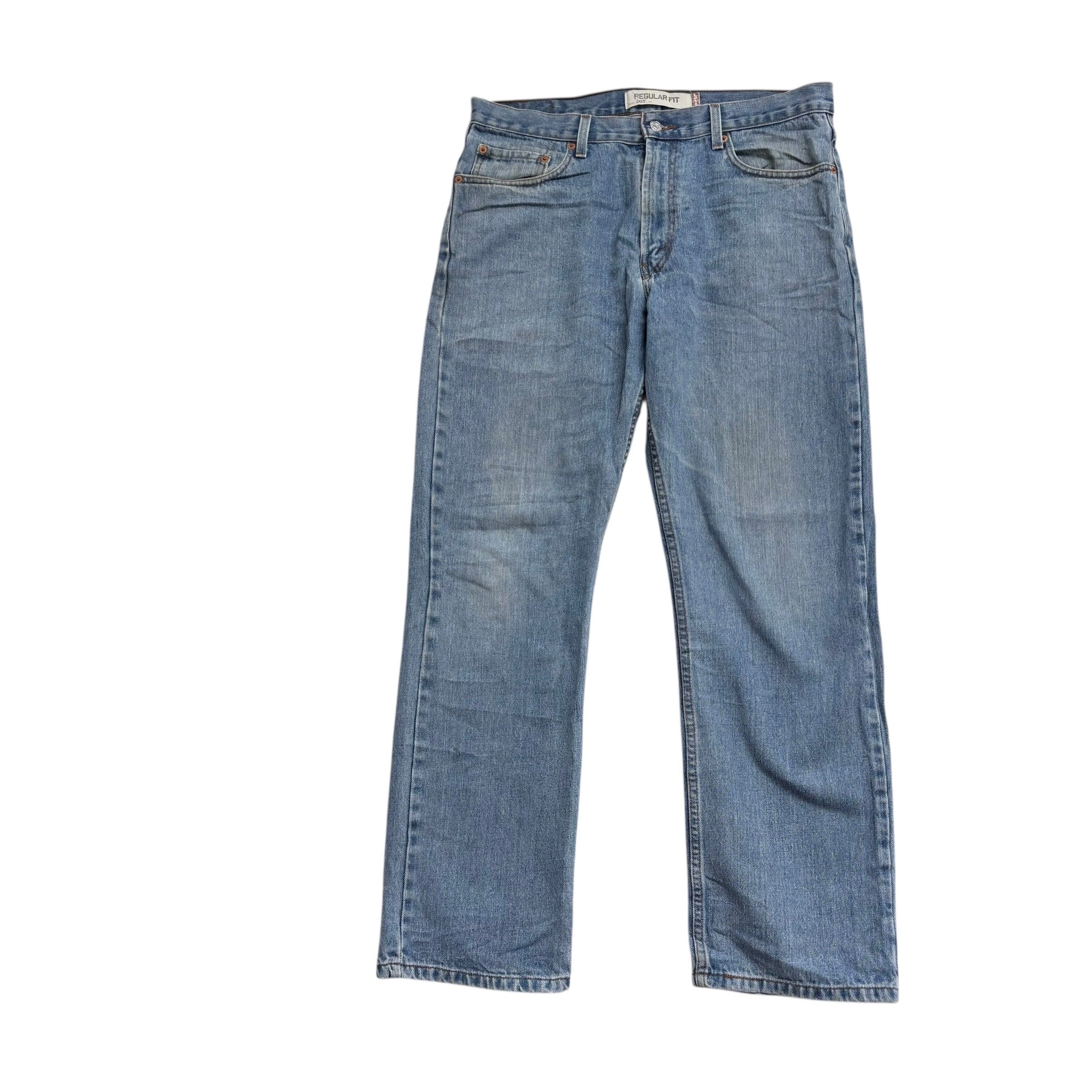 Levis 505 Jeans W34 L32 Mens Light Blue Regular Straight Fit Vintage Denim
