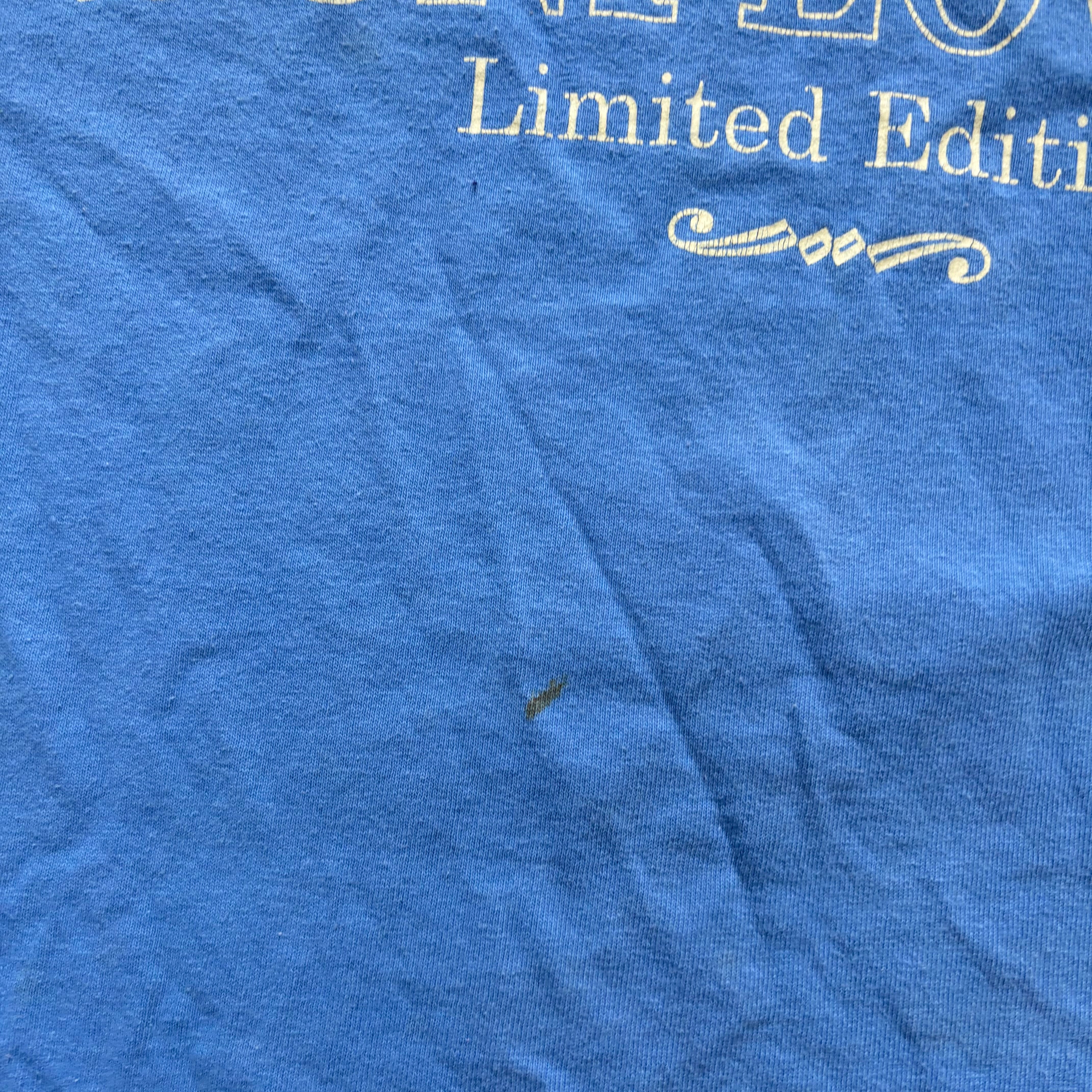 Vintage T Shirt Mens Large Blue Single Stitch Graphic Print 90s