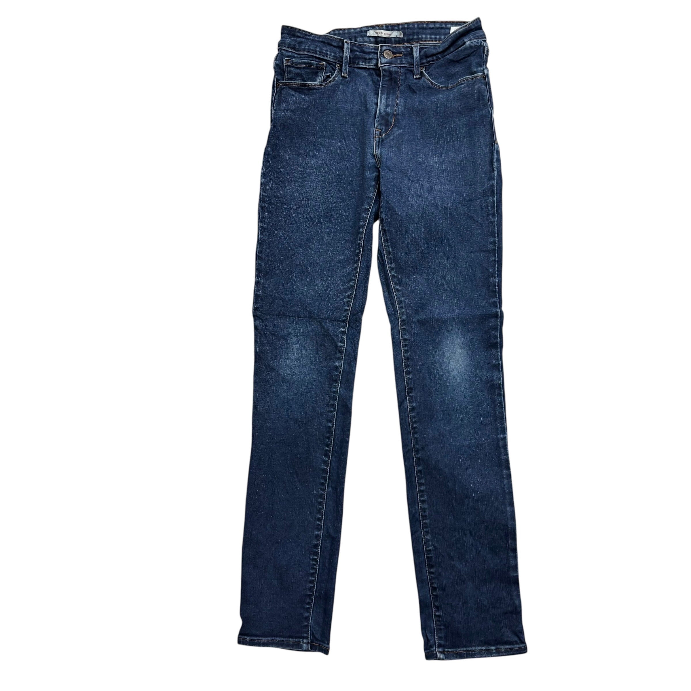 Levis Jeans W27 L32 Womens Mid Rise Skinny Dark Blue Stretch Denim