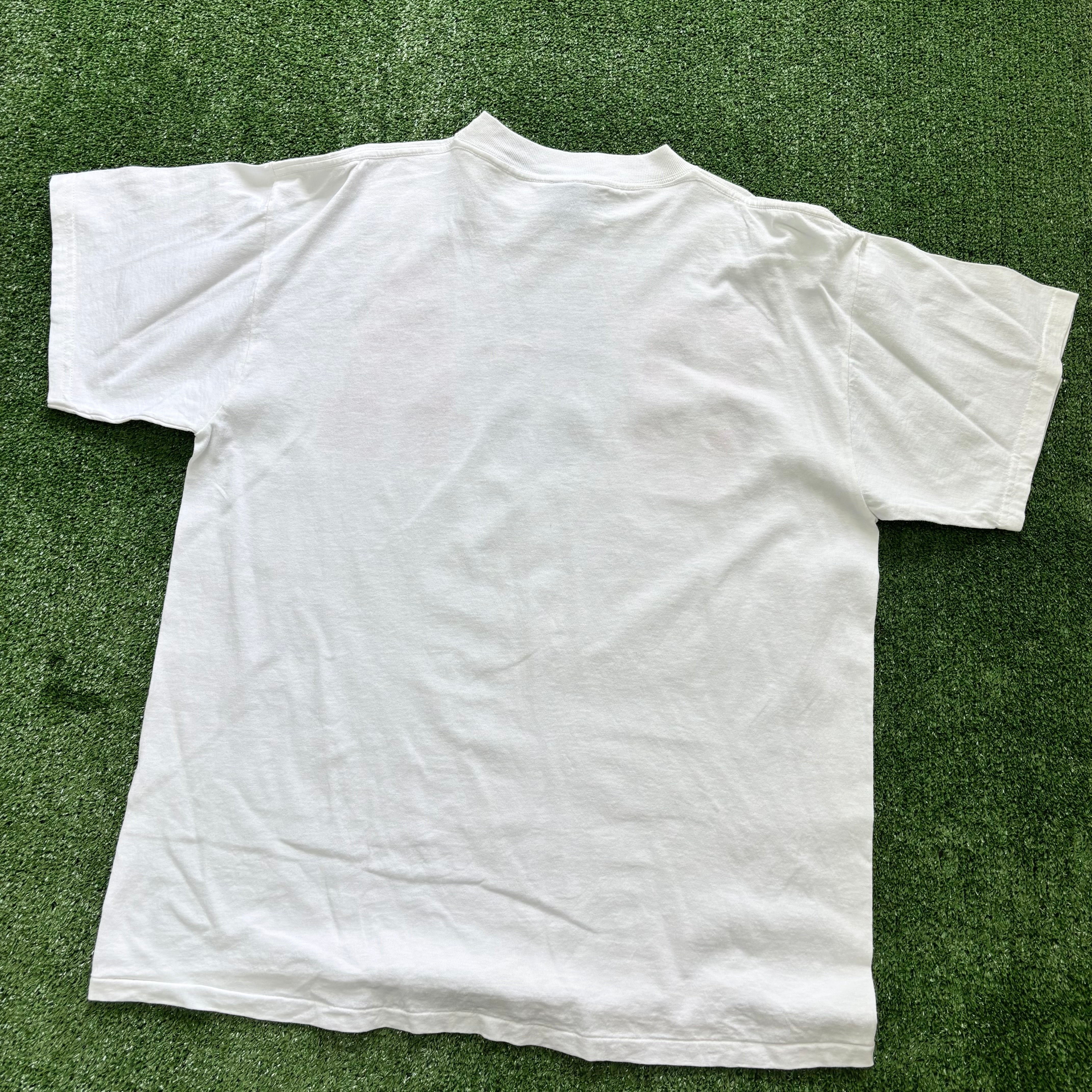 Vintage T Shirt Mens Large White Single Stitch Graphic Print 90s Tourist (E)