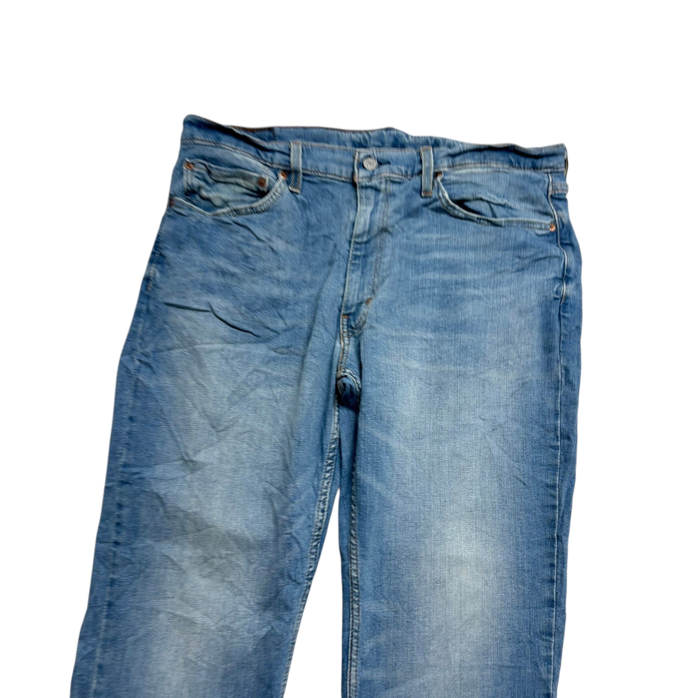 Levis 514 Jeans W36 L30 Mens Mid Blue Regular Straight Fit Stretch Denim (E)