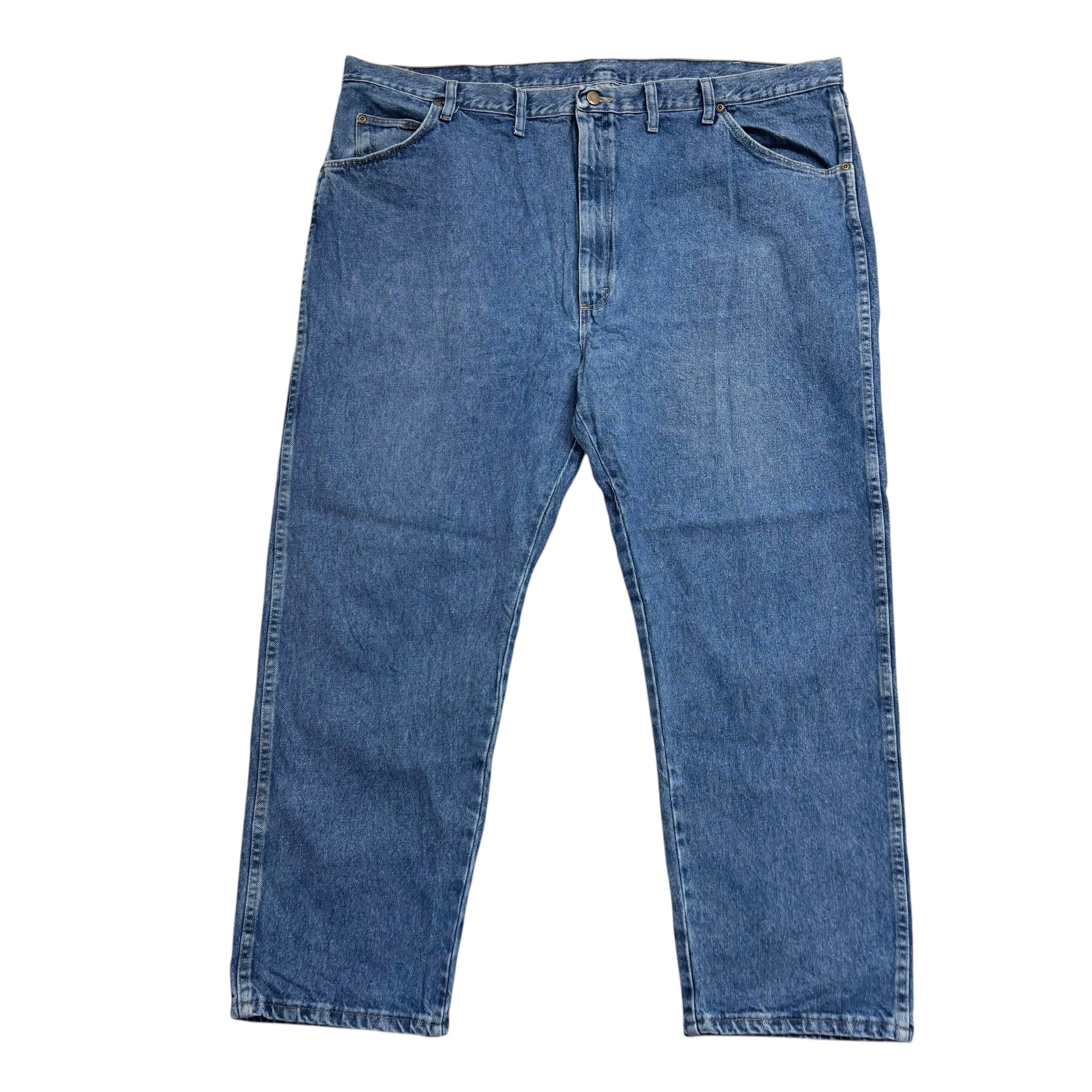 Wrangler Jeans W46 L29 Mens Mid Blue Regular Straight Fit Denim (E)