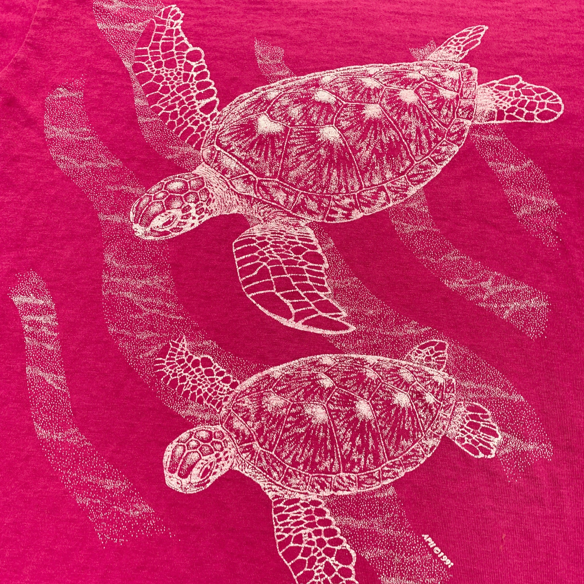 Vintage T Shirt Mens Small Pink Single Stitch Graphic Print 90s USA Turtles