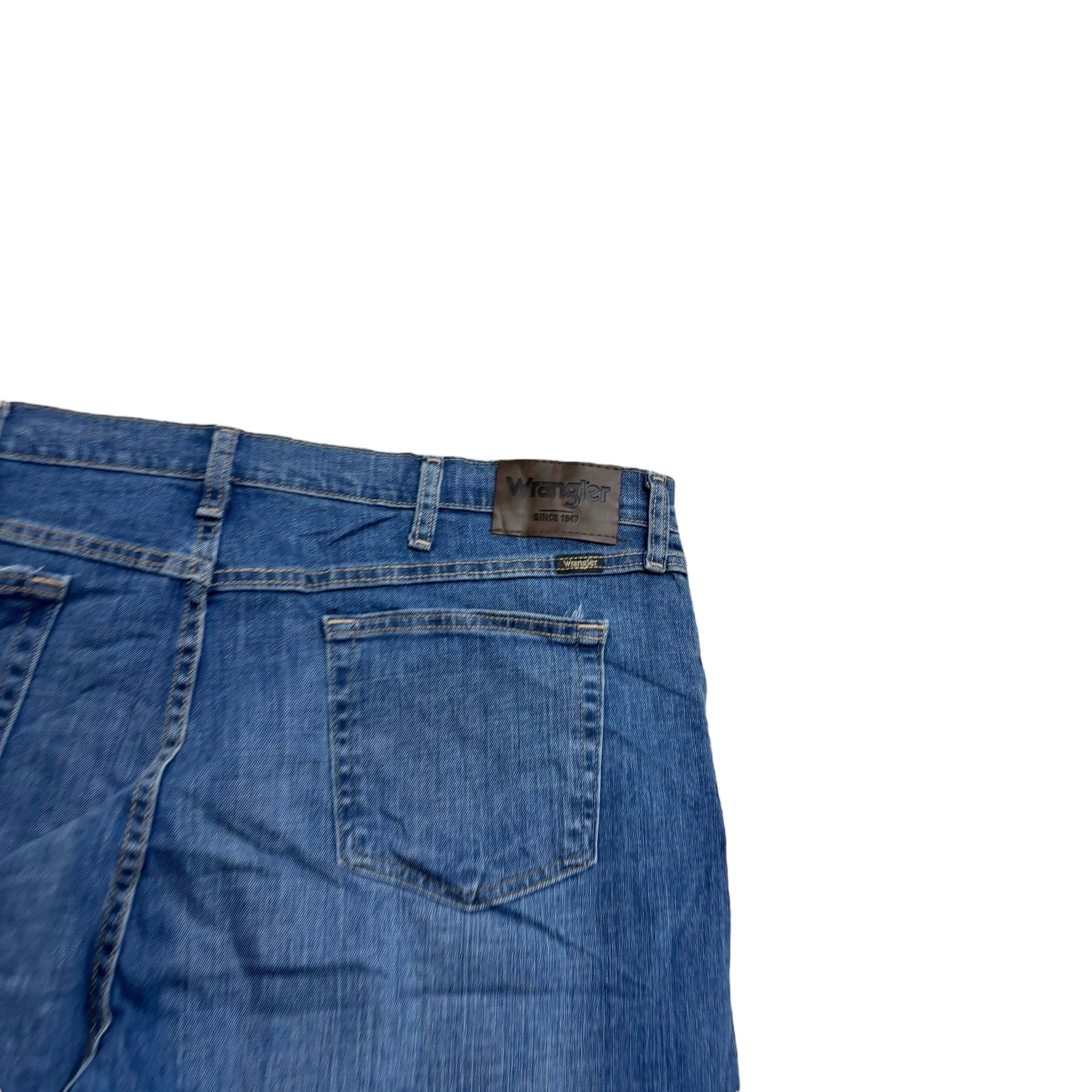 Wrangler Jeans W42 L30 Mens Mid Blue Regular Straight Fit Stretch Denim (E)