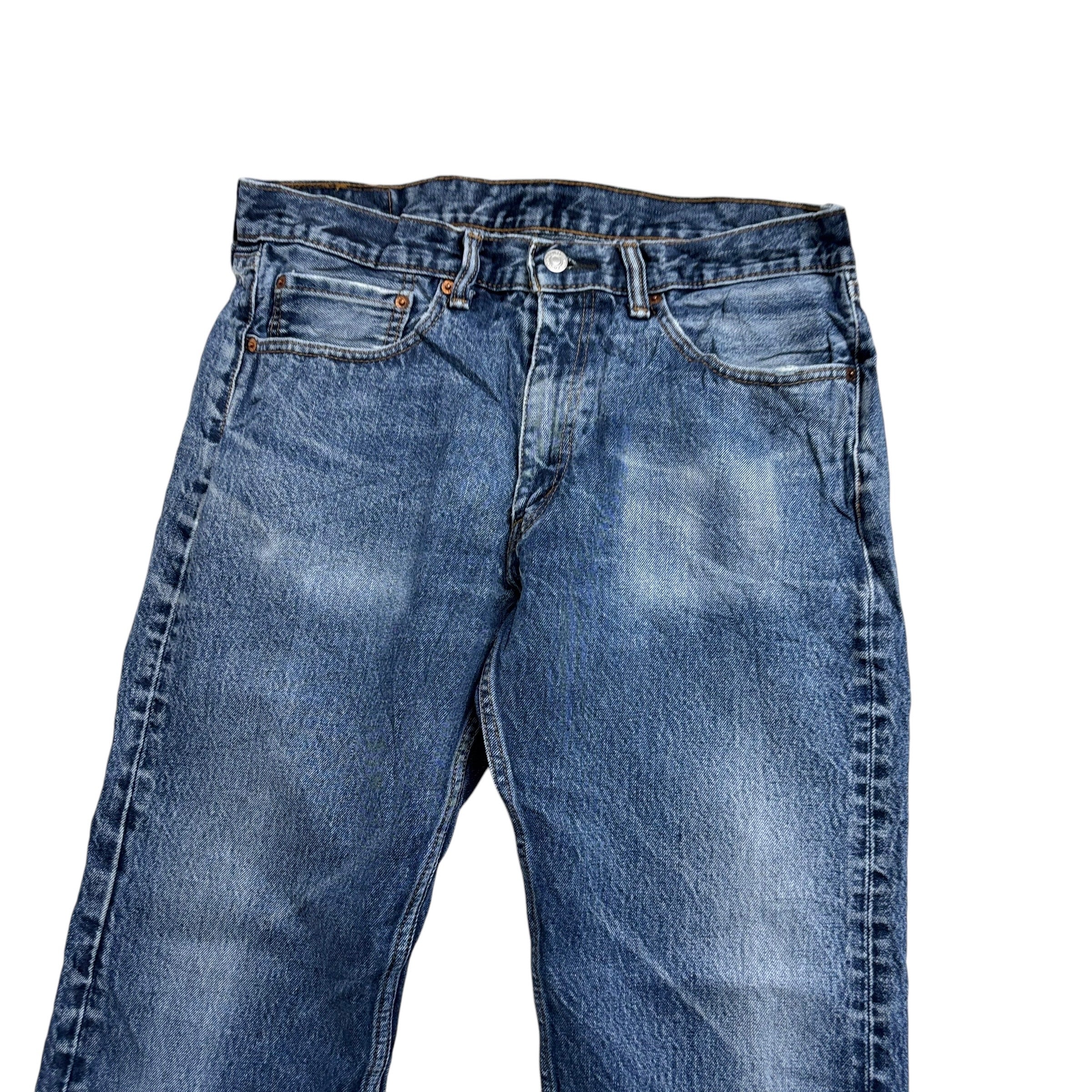 Levis 505 Jeans W35 L31 Mens Mid Blue Regular Straight Fit Denim (F)
