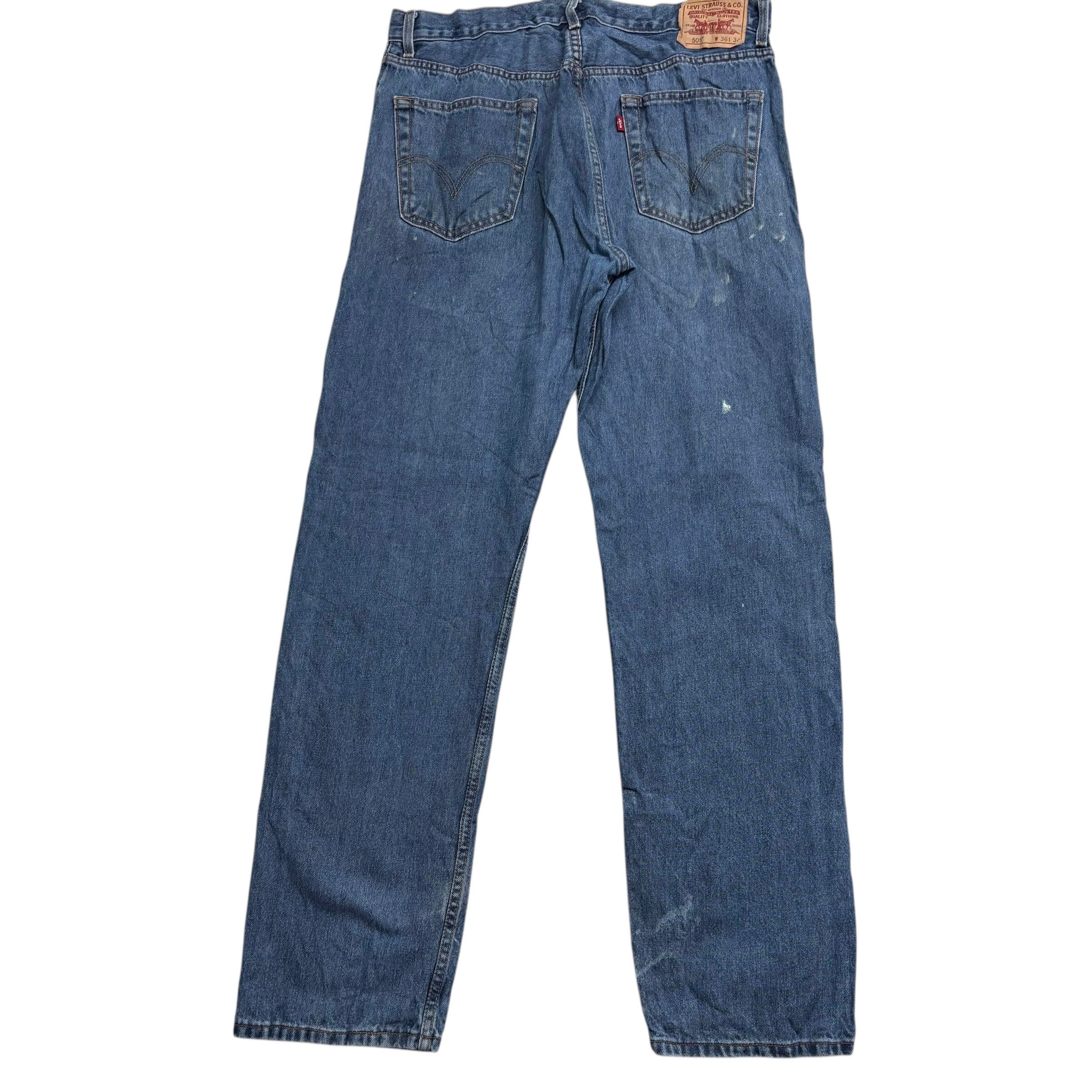 Levis 505 Jeans W36 L34 Mens Mid Blue Regular Straight Fit Vintage Denim (F)