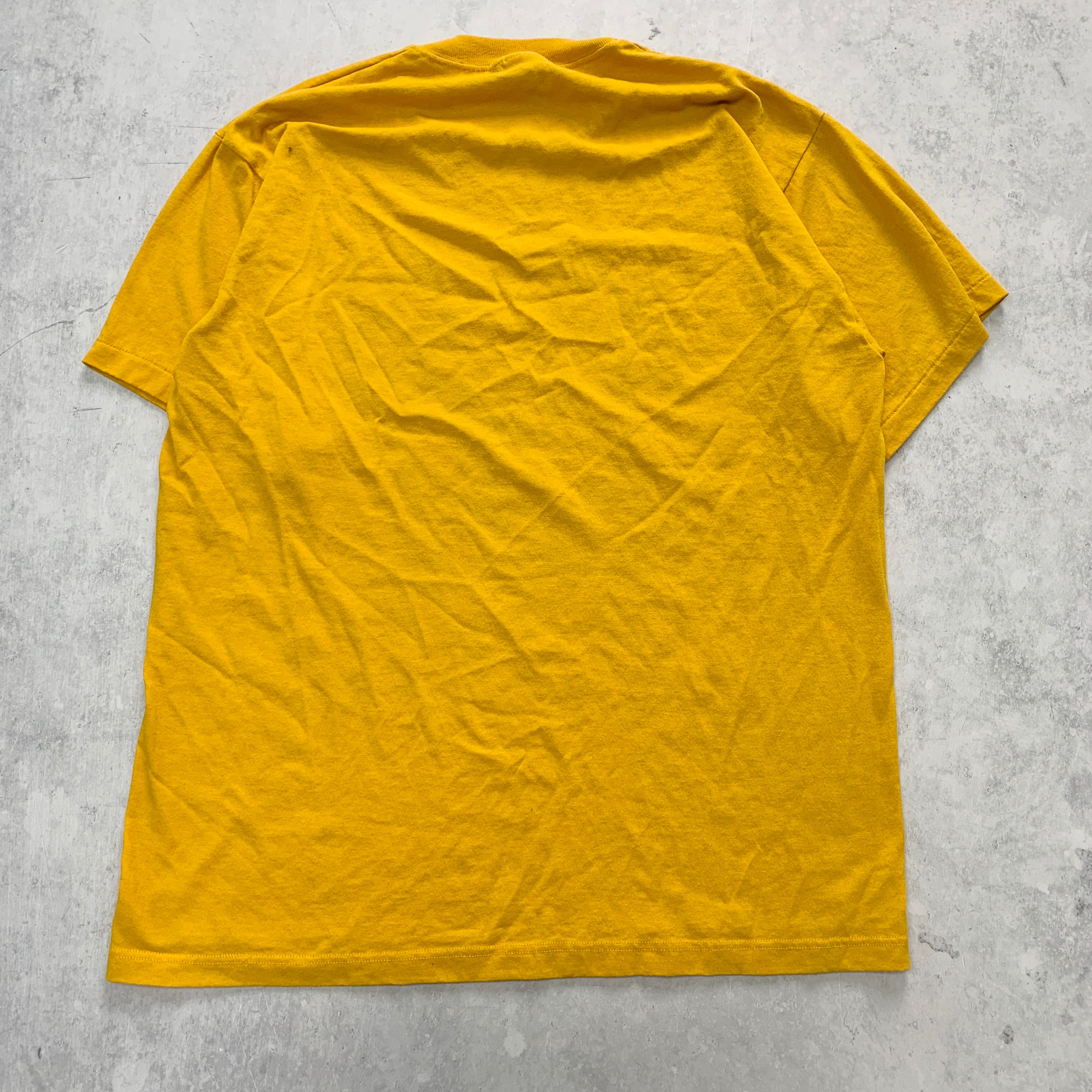 Vintage T Shirt Mens XL Yellow Single Stitch Graphic Print 90s USA College