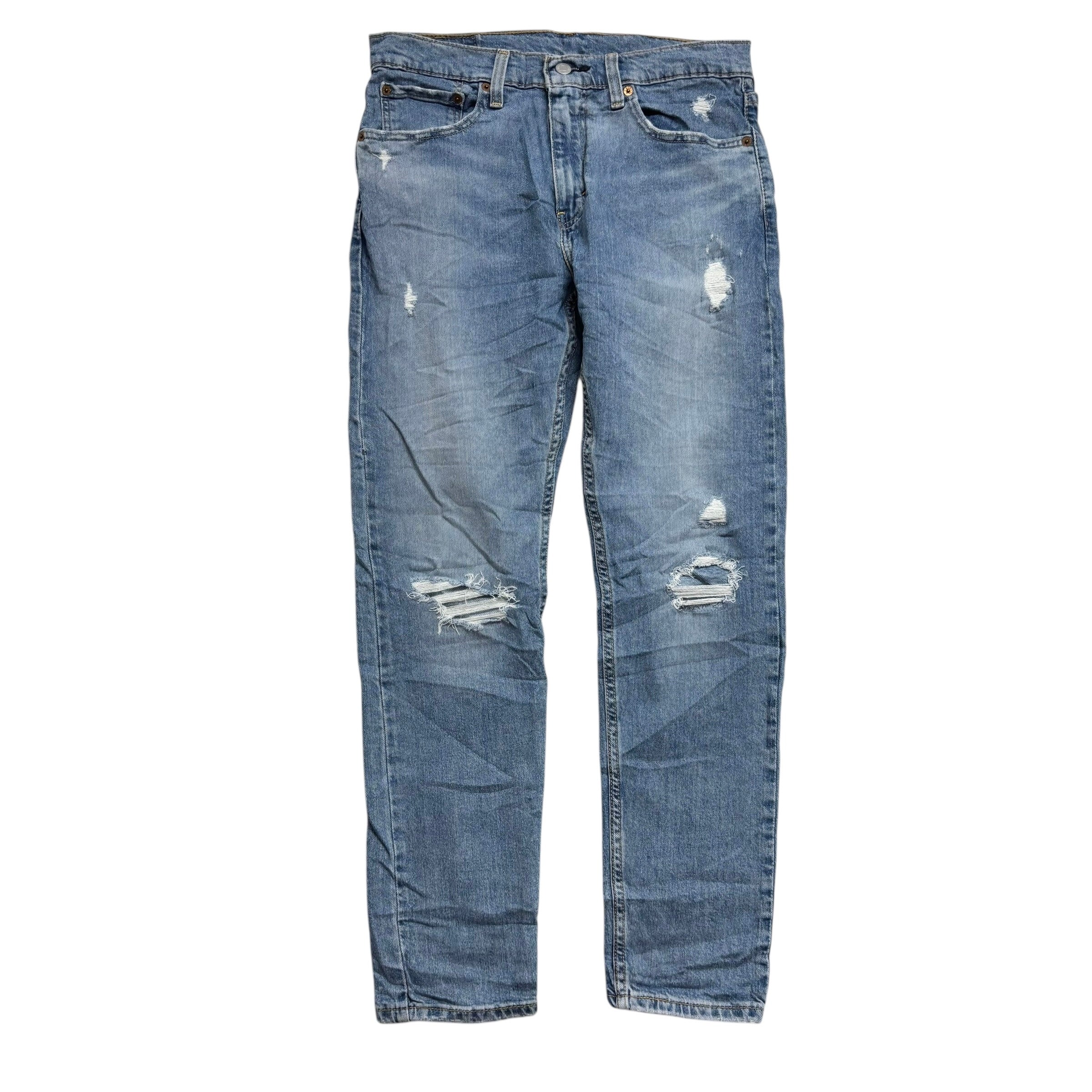 Levis 512 Jeans W32 L30 Mens Light Blue Slim Tapered Stretch Distressed Denim