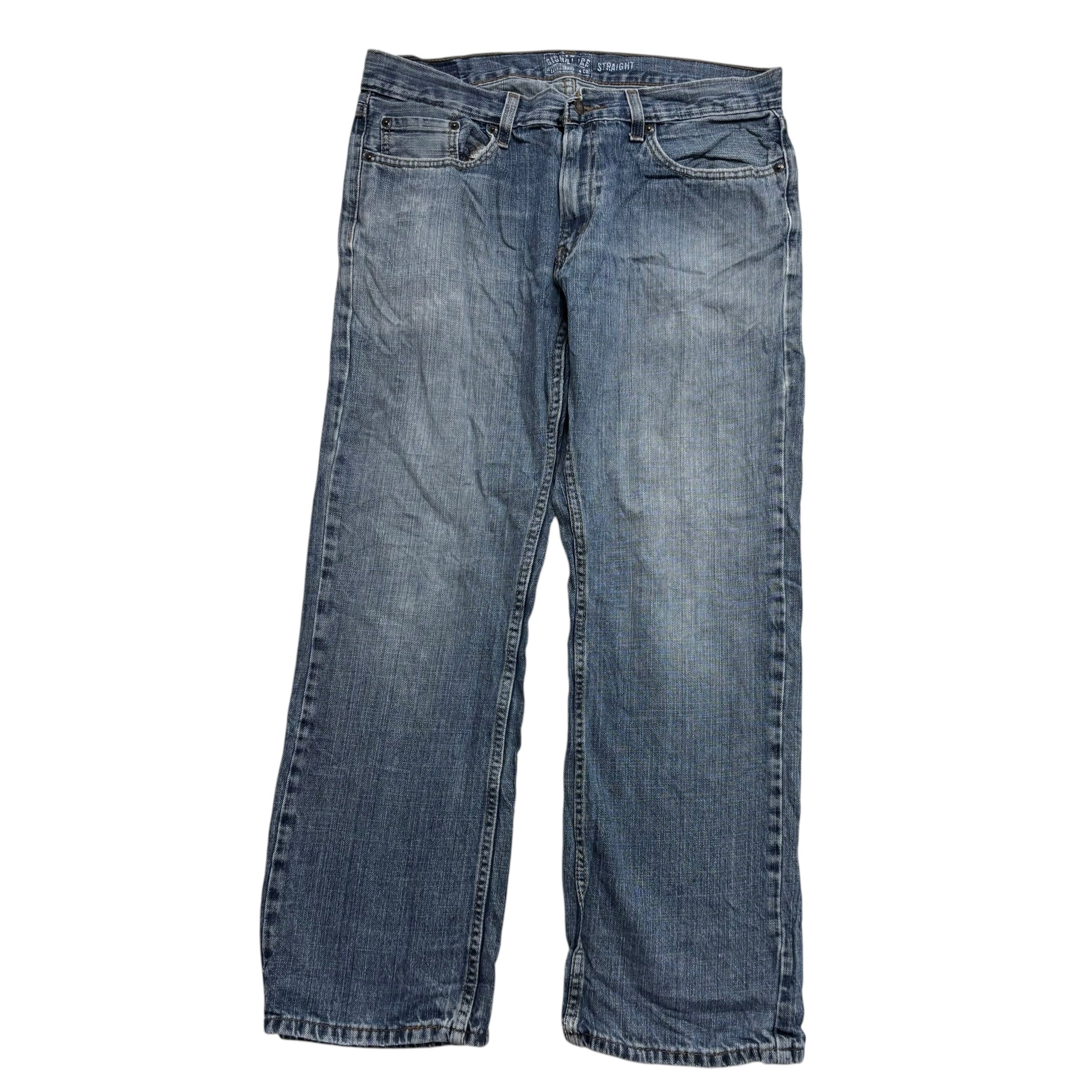 Levis Signature Jeans W34 L30 Mens Mid Blue Regular Straight Fit Vintage