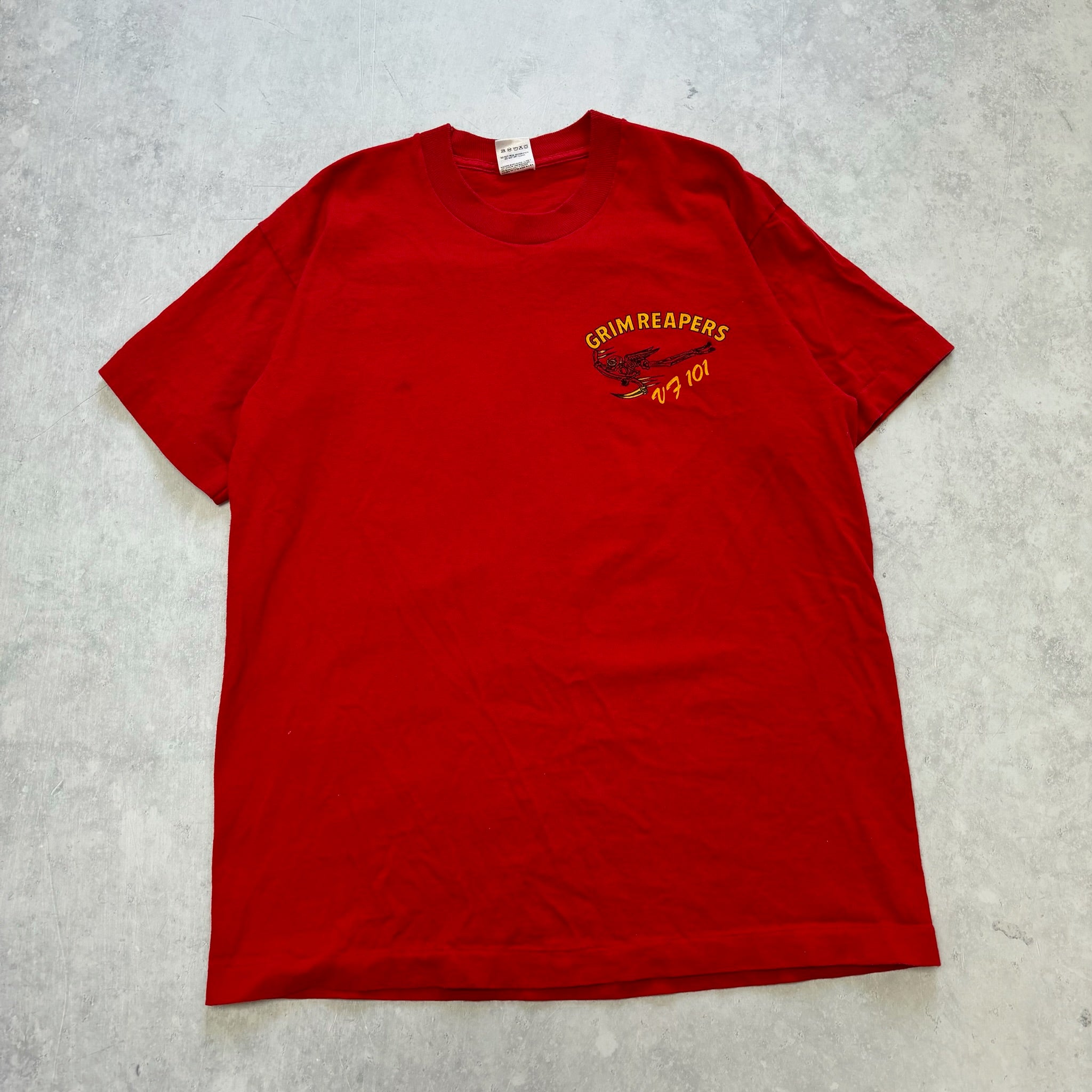 Vintage T Shirt Mens Medium Red Single Stitch Graphic Print 90s USA Military