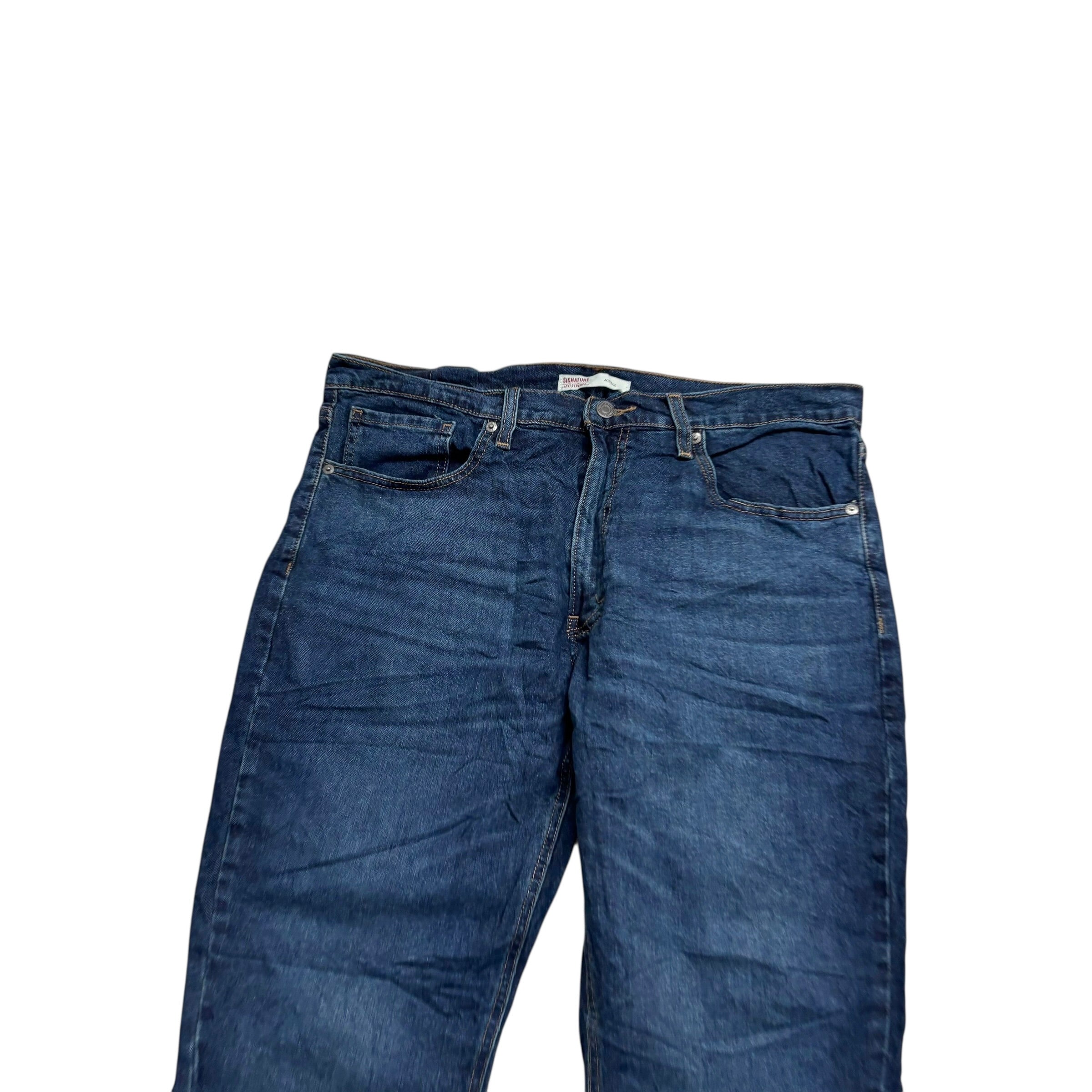 Levis Signature Jeans W36 L30 Mens Dark Blue Athletic Fit Stretch Denim (E)