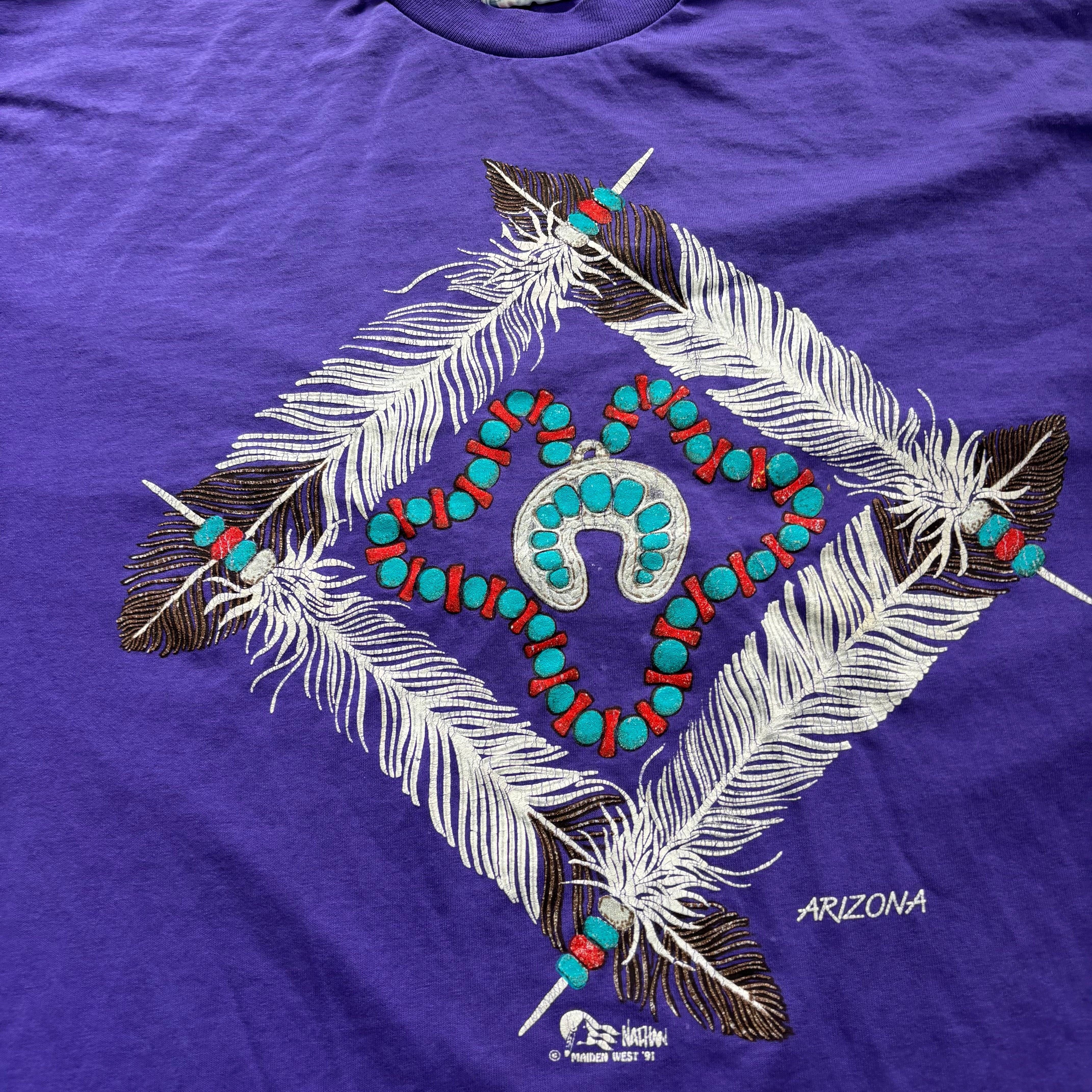 Vintage T Shirt Mens Large Purple Single Stitch Graphic Print 90s USA (E)