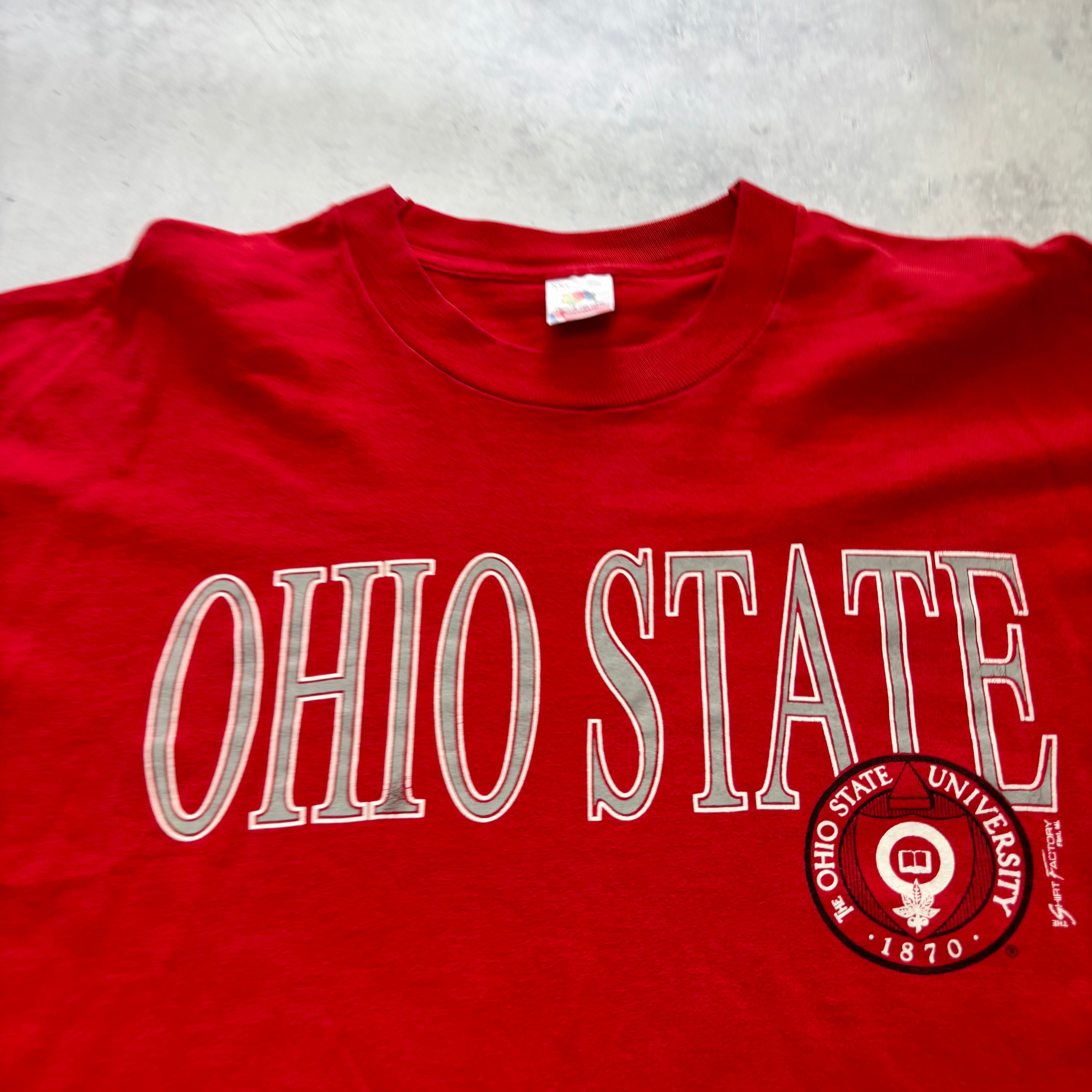 Vintage T Shirt Mens XXL Red Single Stitch Graphic Print 90s USA College (E)