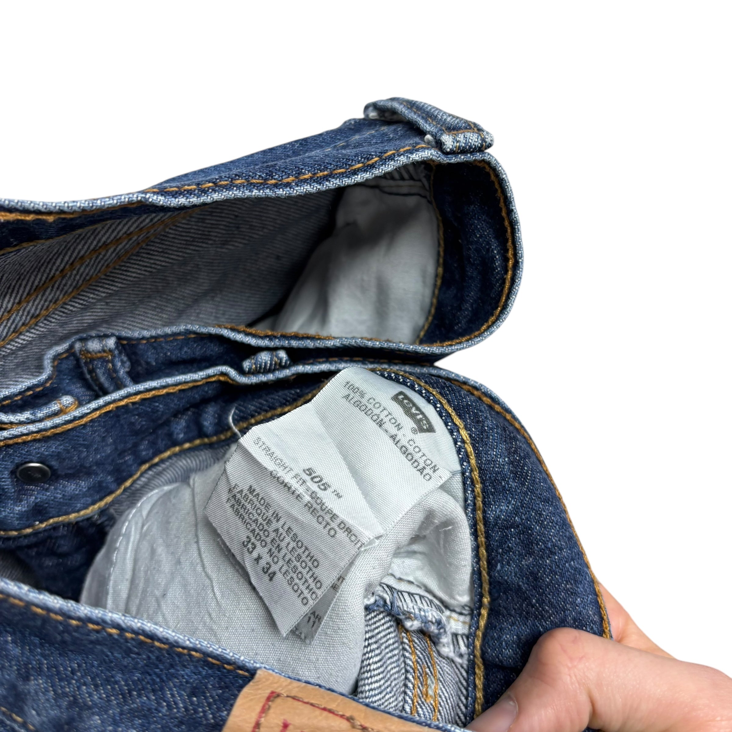 Levis 505 Jeans W33 L34 Mens Dark Blue Regular Straight Fit Vintage Denim (E)