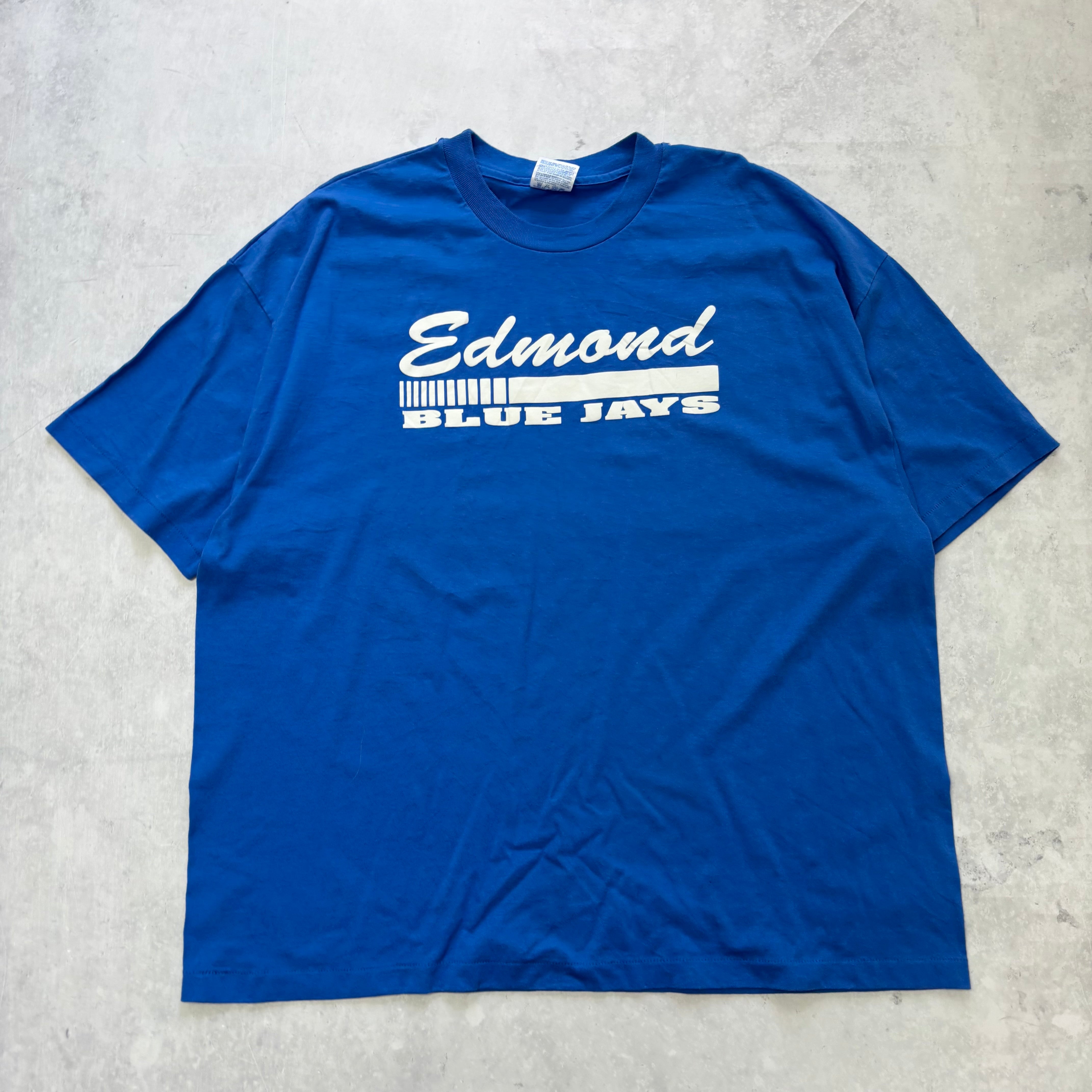 Vintage T Shirt Mens XXL Blue Single Stitch Graphic Print 90s College Baseball