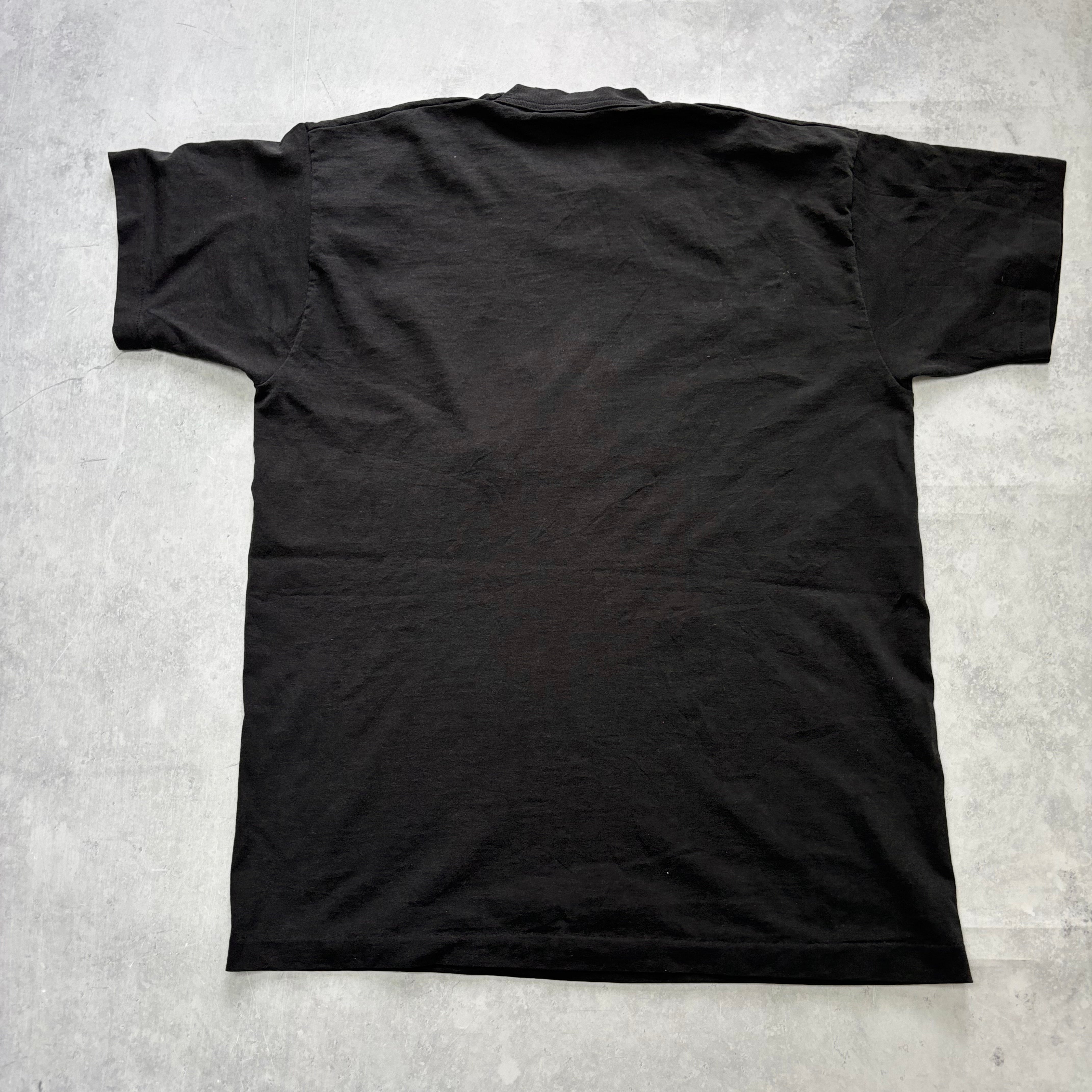 Vintage T Shirt Mens Large Black Single Stitch Graphic Print 90s USA Tourist